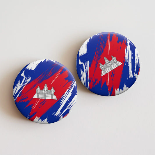 Cambodia Flag Pin Button - Custom Pinback, Patriotic Campaign Buttons, Personalized Birthday Pins, Collectible Badge, Metal Pin