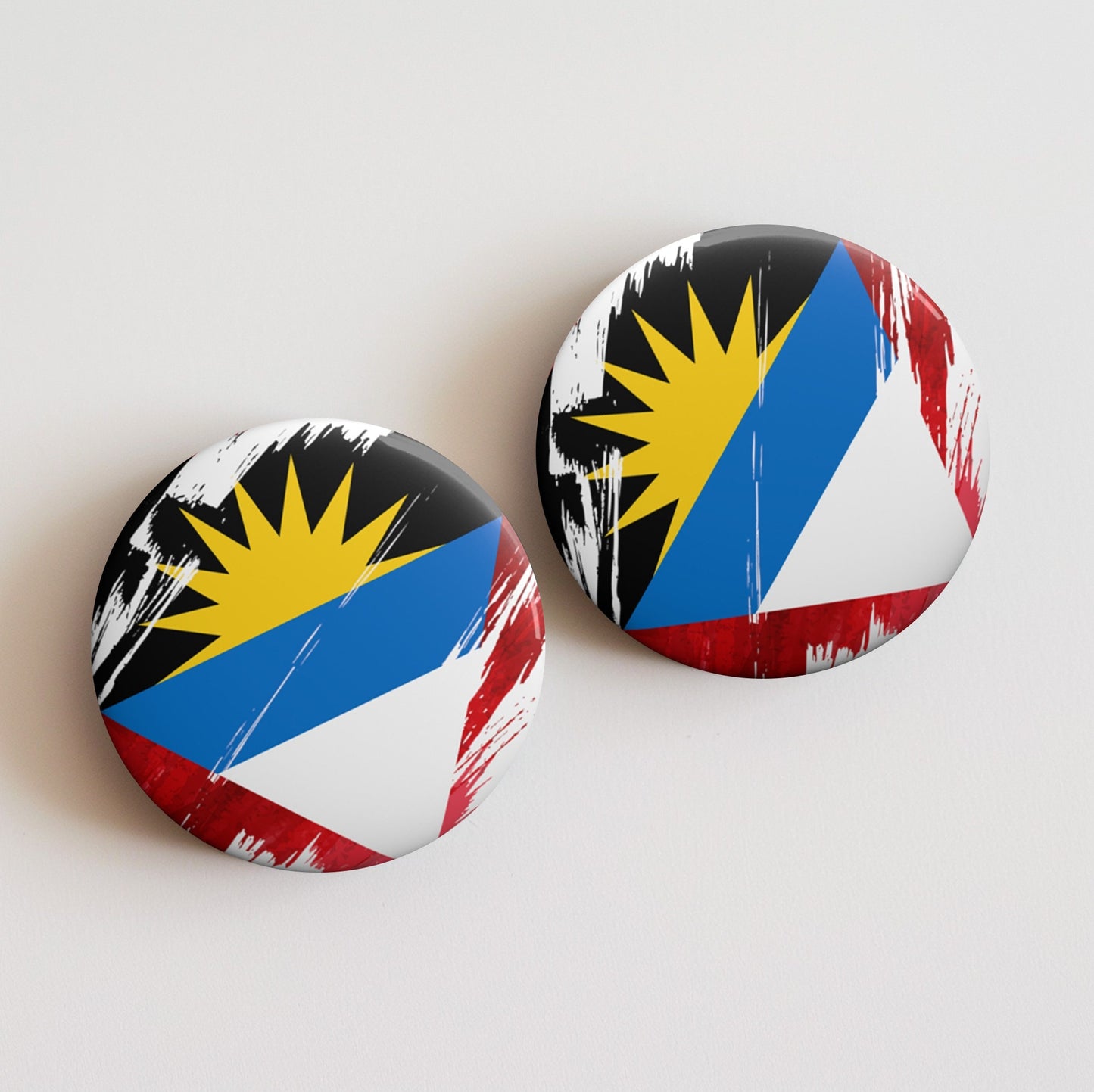 Antigua and Barbuda Flag Pin Button - Custom Pinback, Patriotic Campaign Buttons, Personalized Birthday Pins, Collectible Badge, Metal Pin