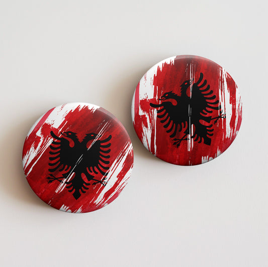 Albania Flag Pin Button - Custom Pinback, Patriotic Campaign Buttons, Personalized Birthday Pins, Collectible Badge, Metal Pin