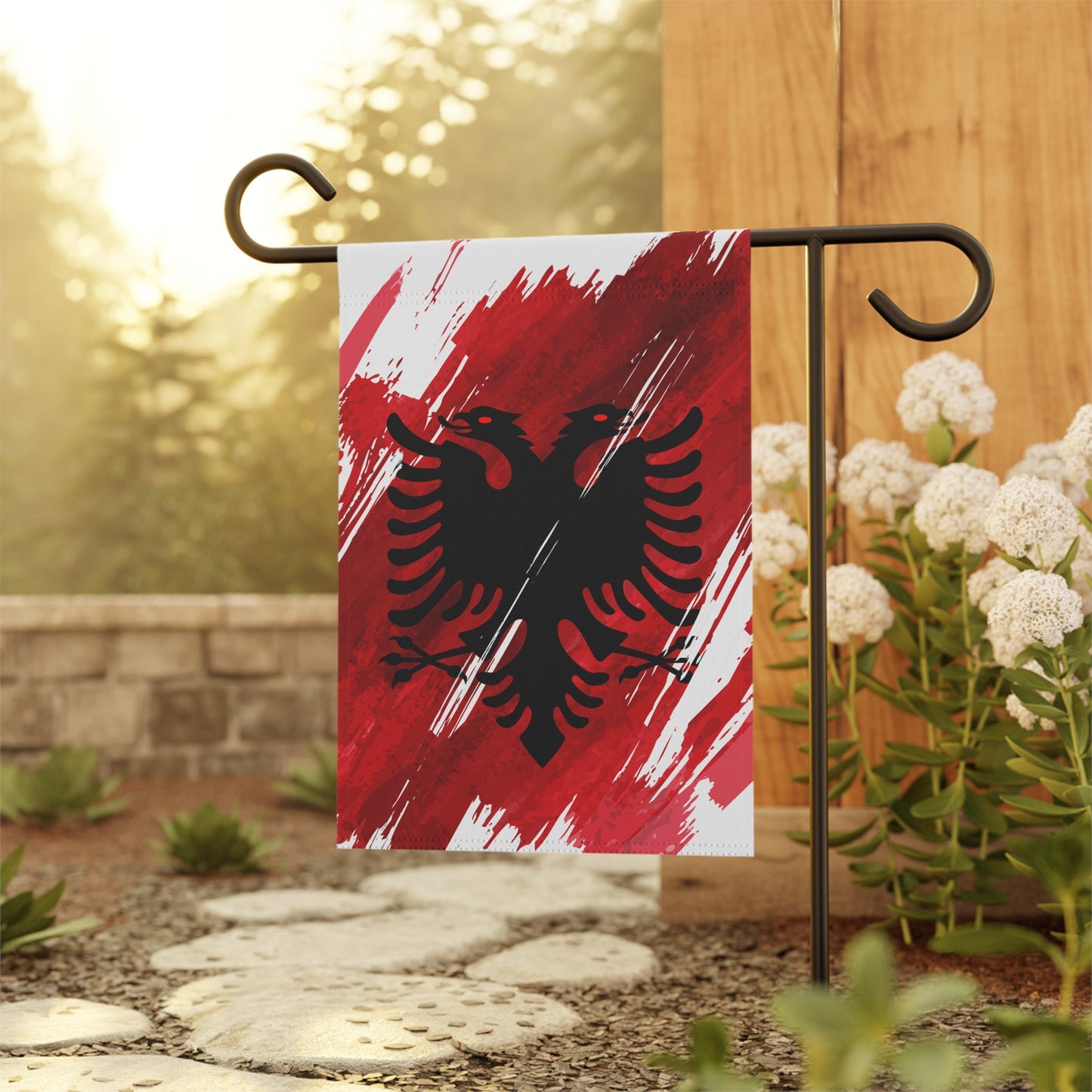 Albania Garden Flag - Garden & House Banner | Size - 12" x 18" | Double Sided Custom Country Design Print