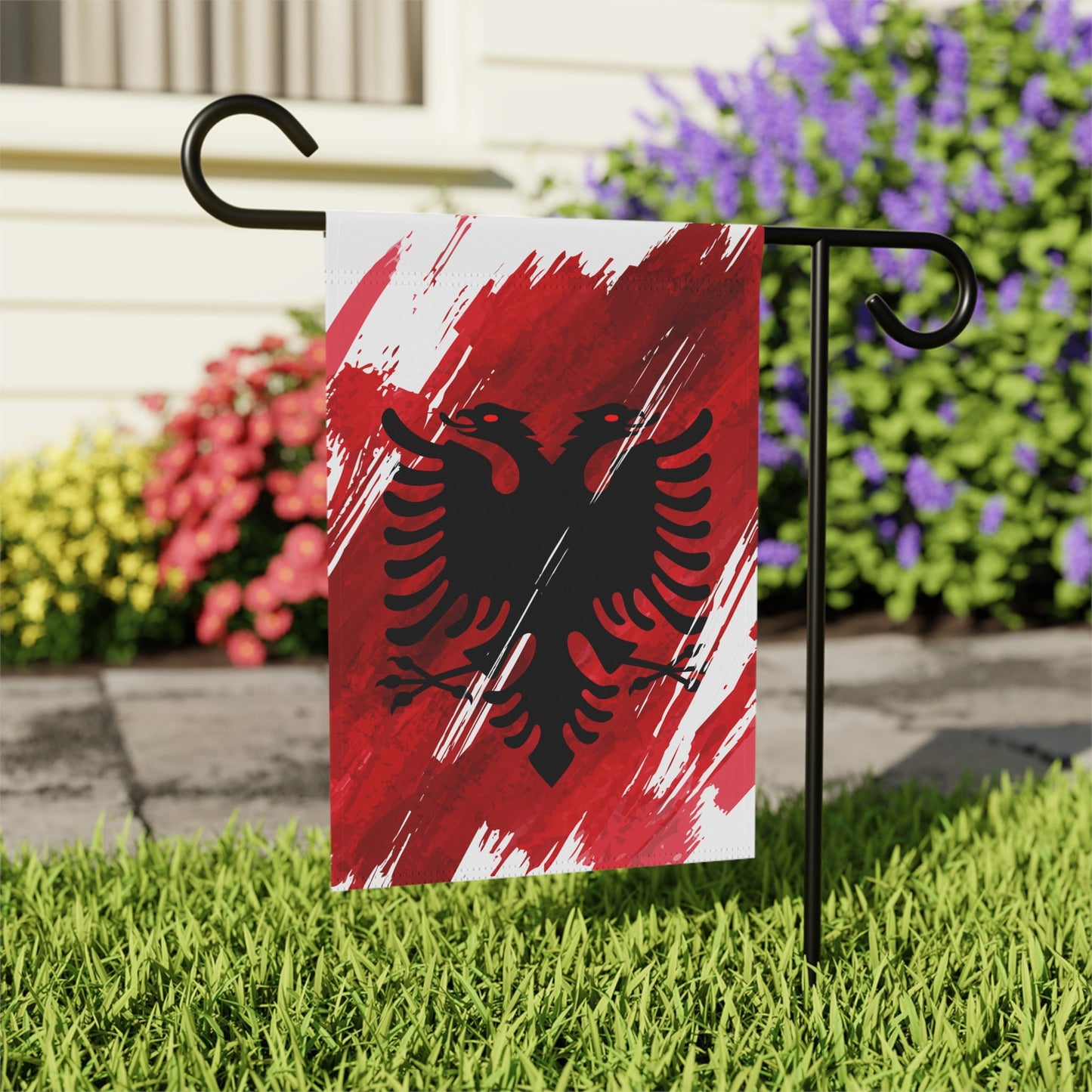 Albania Garden Flag - Garden & House Banner | Size - 12" x 18" | Double Sided Custom Country Design Print