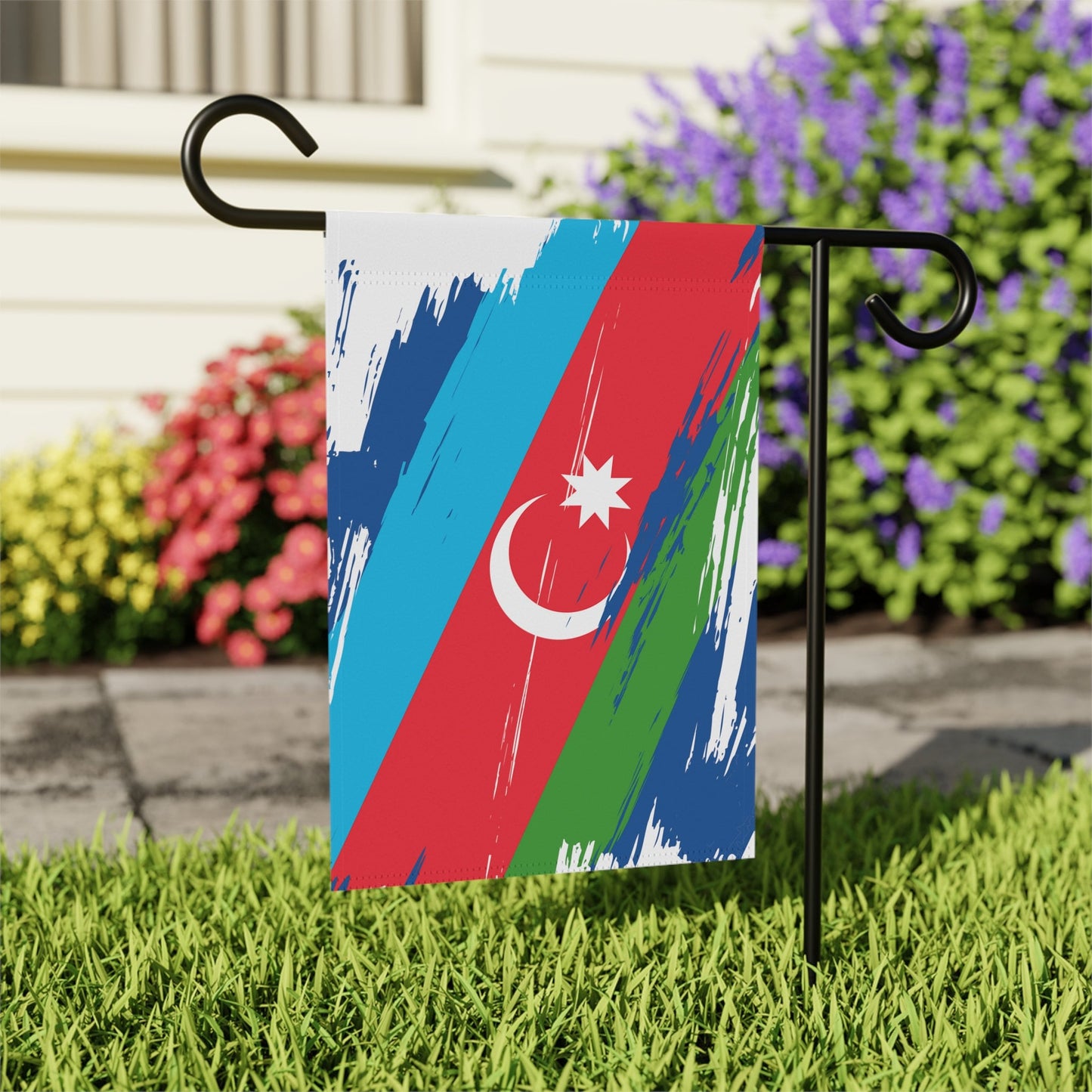 Azerbaijan Garden Flag - Garden & House Banner | Size - 12" x 18" | Double Sided Custom Country Design Print