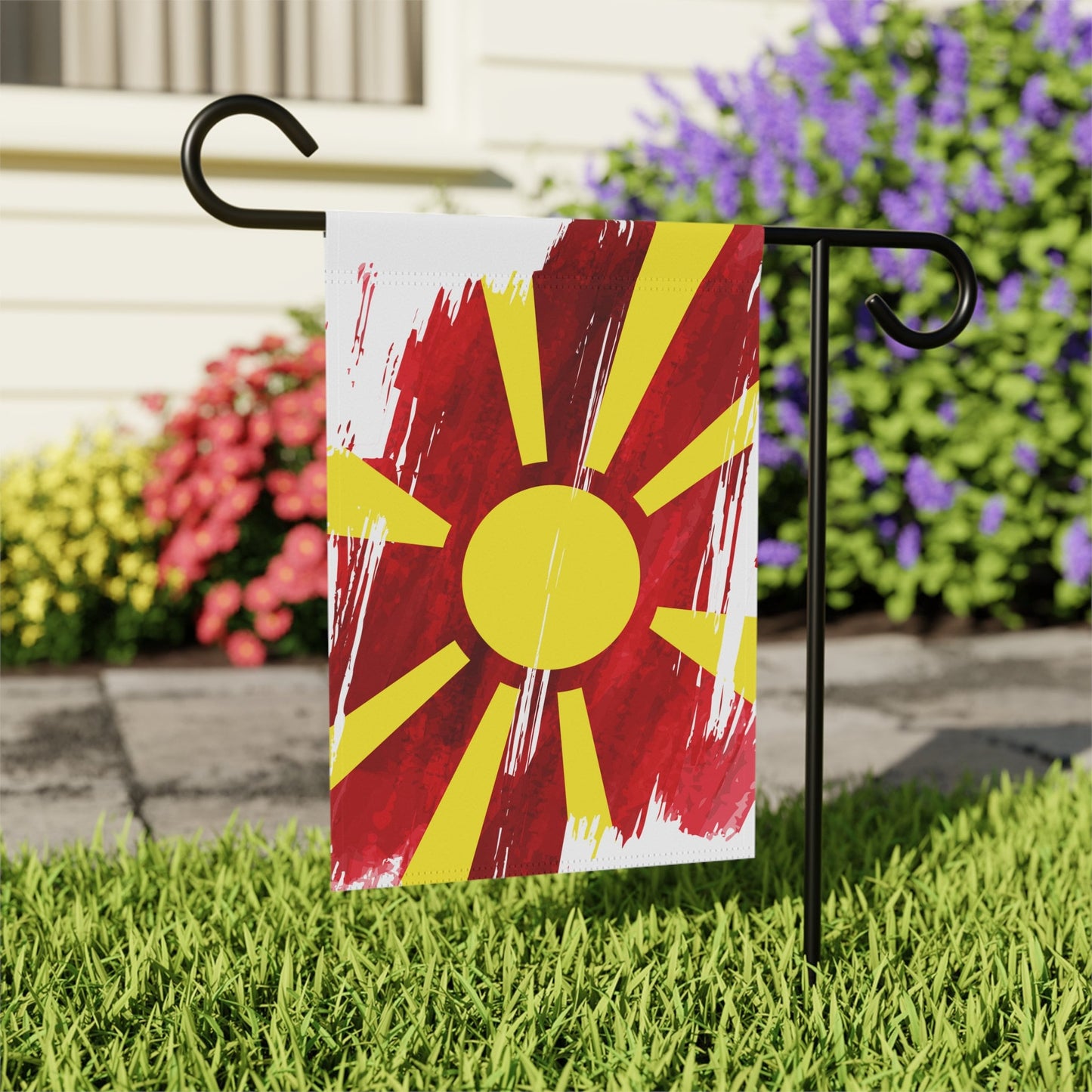 North Macedonia  Garden Flag - Garden & House Banner | Size - 12" x 18" | Double Sided Custom Country Design Print