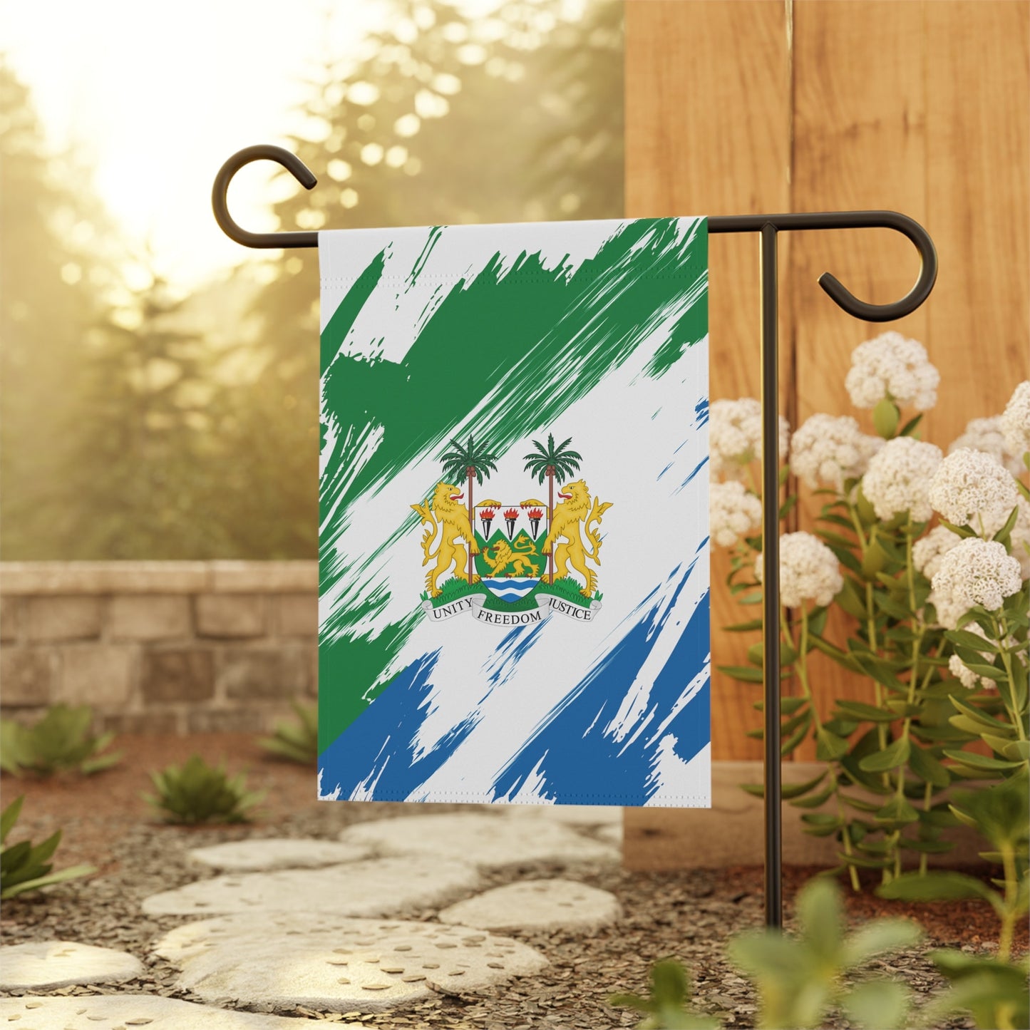 Sierra Leone Garden Flag - Garden & House Banner | Size - 12" x 18" | Double Sided Custom Country Design Print