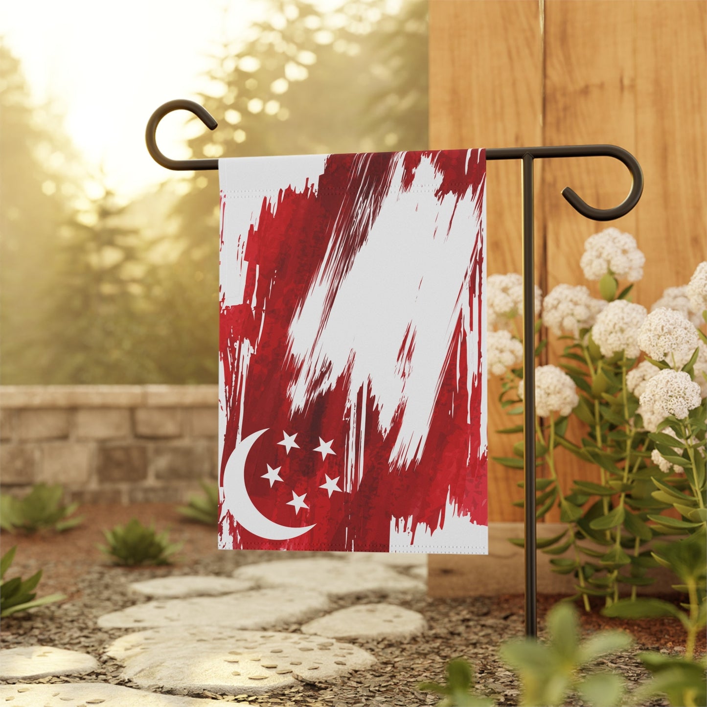 Singapore Garden Flag - Garden & House Banner | Size - 12" x 18" | Double Sided Custom Country Design Print