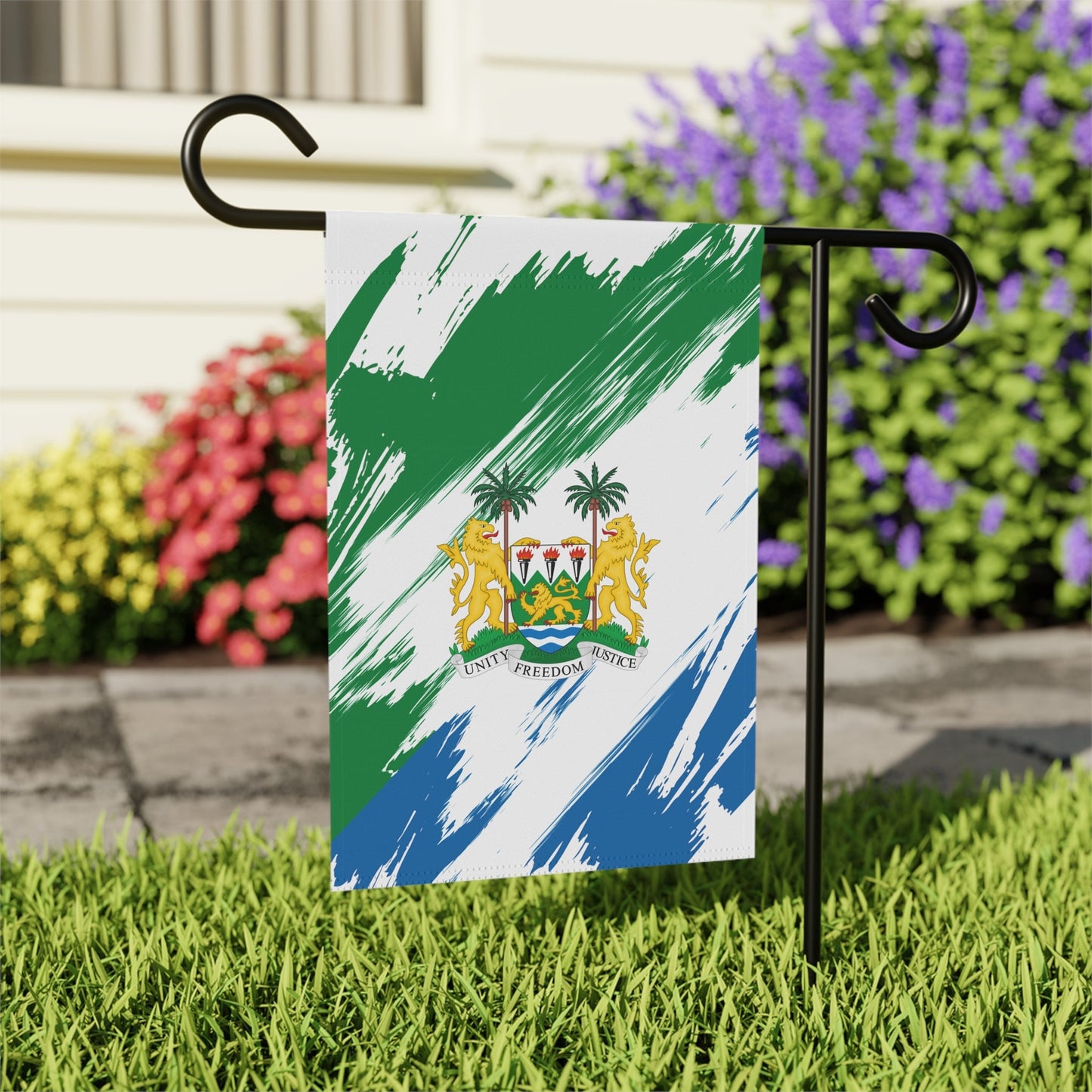 Sierra Leone Garden Flag - Garden & House Banner | Size - 12" x 18" | Double Sided Custom Country Design Print