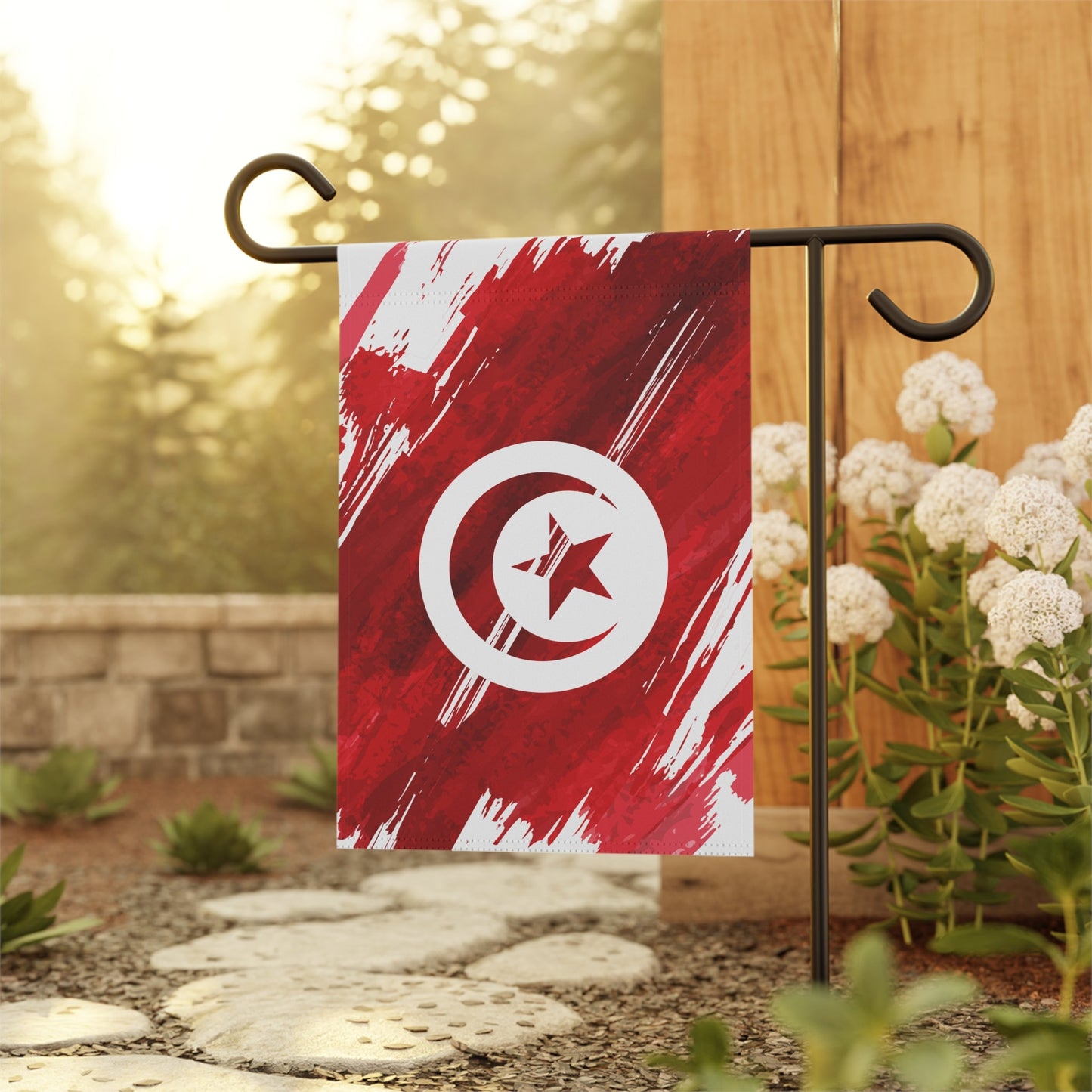 Tunisia Garden Flag - Garden & House Banner | Size - 12" x 18" | Double Sided Custom Country Design Print
