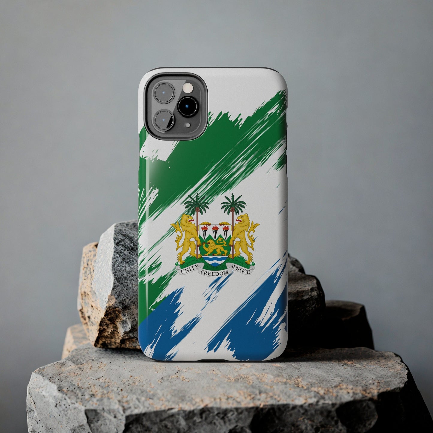 Sierra Leone Flag iPhone Case iPhone 15 14 13 12 Mini 11 XR Xs X 8 7 SE iPhone Pro Max , Iphone cover, Iphone Tough Case