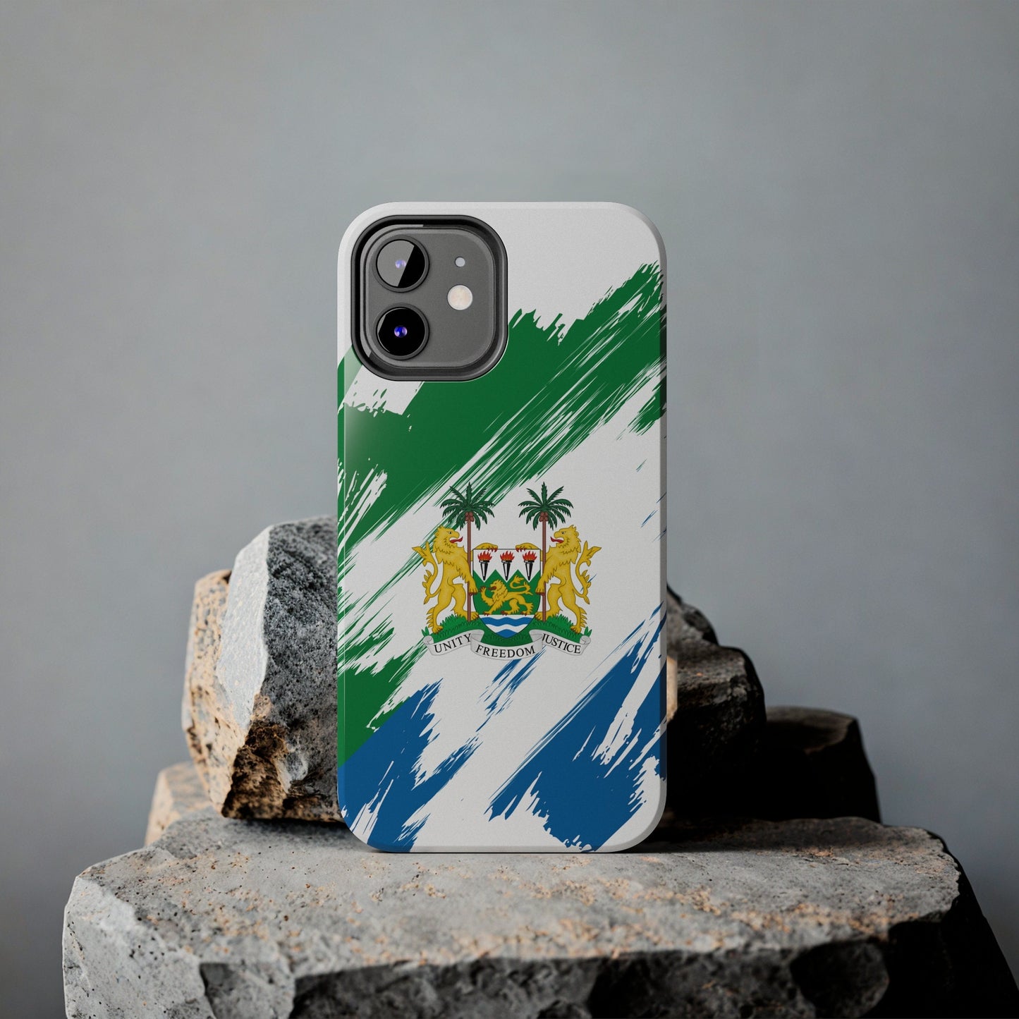 Sierra Leone Flag iPhone Case iPhone 15 14 13 12 Mini 11 XR Xs X 8 7 SE iPhone Pro Max , Iphone cover, Iphone Tough Case