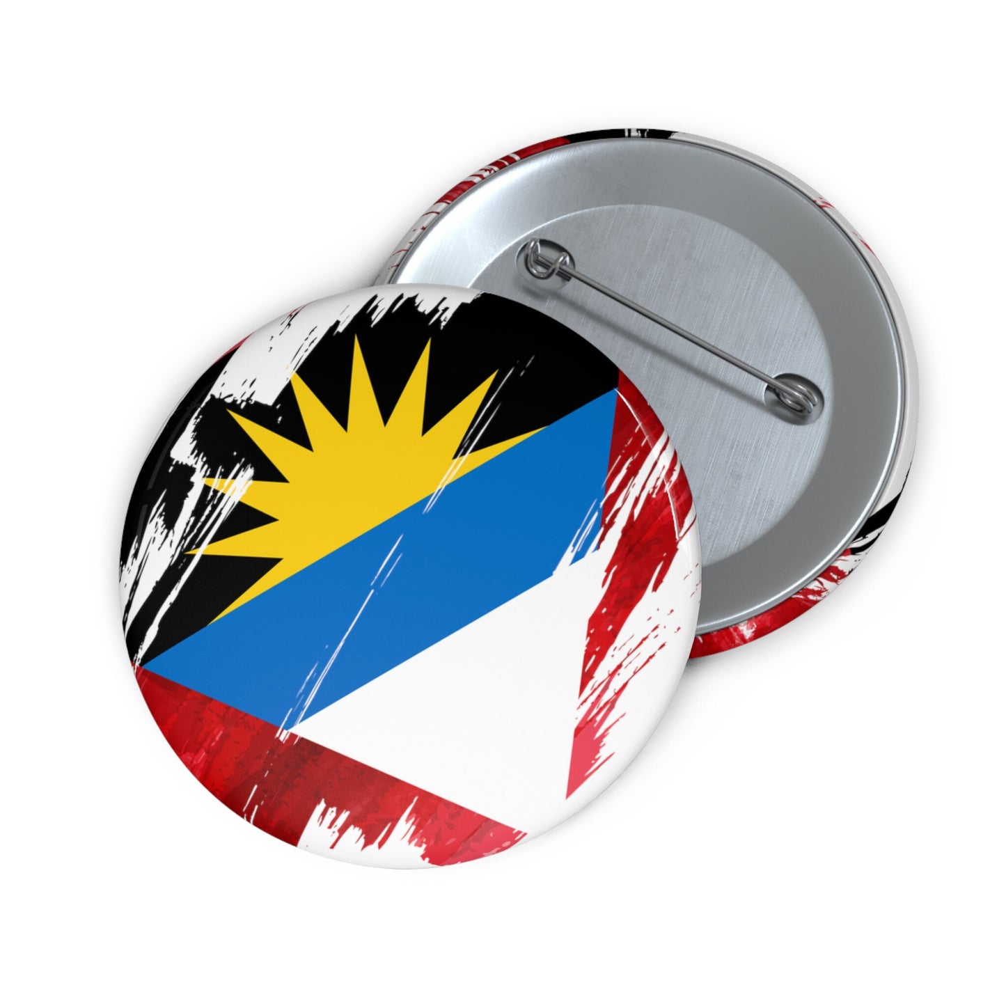 Antigua and Barbuda Flag Pin Button - Custom Pinback, Patriotic Campaign Buttons, Personalized Birthday Pins, Collectible Badge, Metal Pin