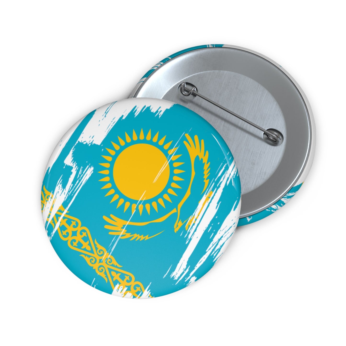 Kazakhstan Flag Pin Button - Custom Pinback, Patriotic Campaign Buttons, Personalized Birthday Pins, Collectible Badge, Metal Pin