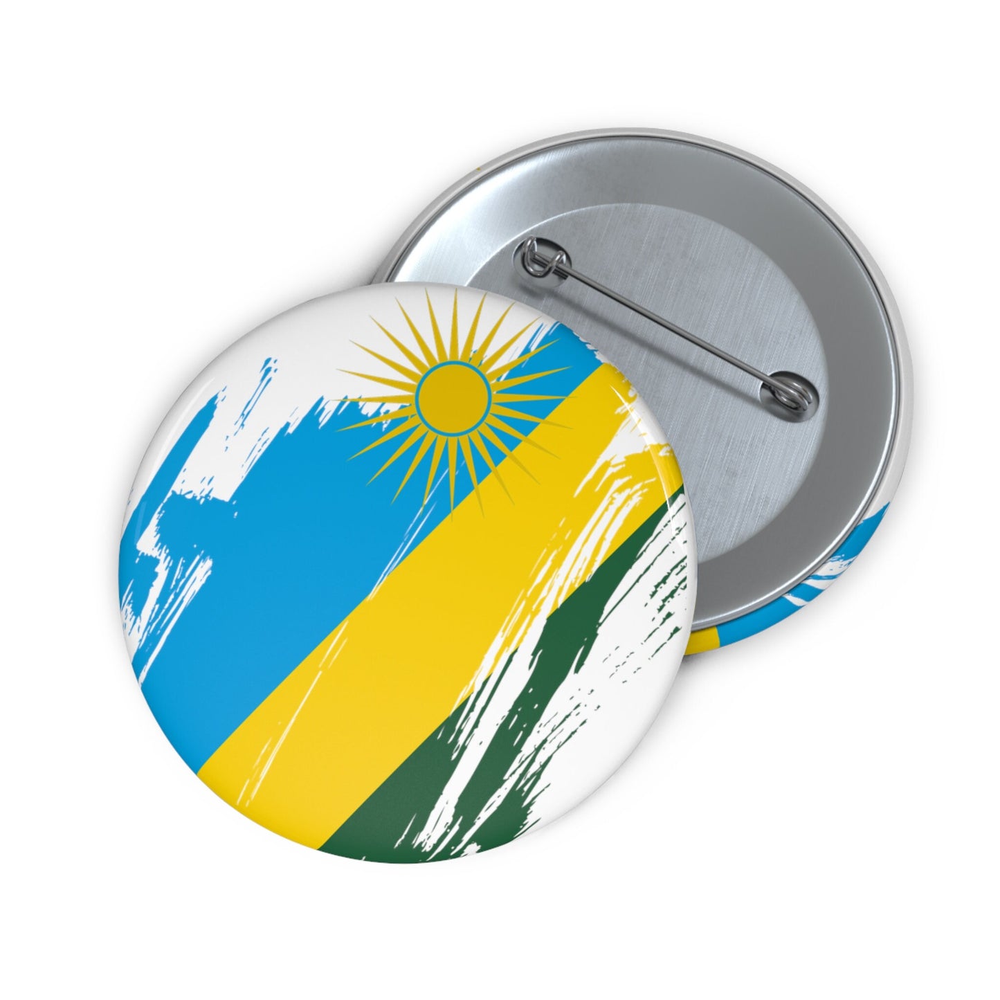 Rwanda Flag Pin Button - Custom Pinback, Patriotic Campaign Buttons, Personalized Birthday Pins, Collectible Badge, Metal Pin