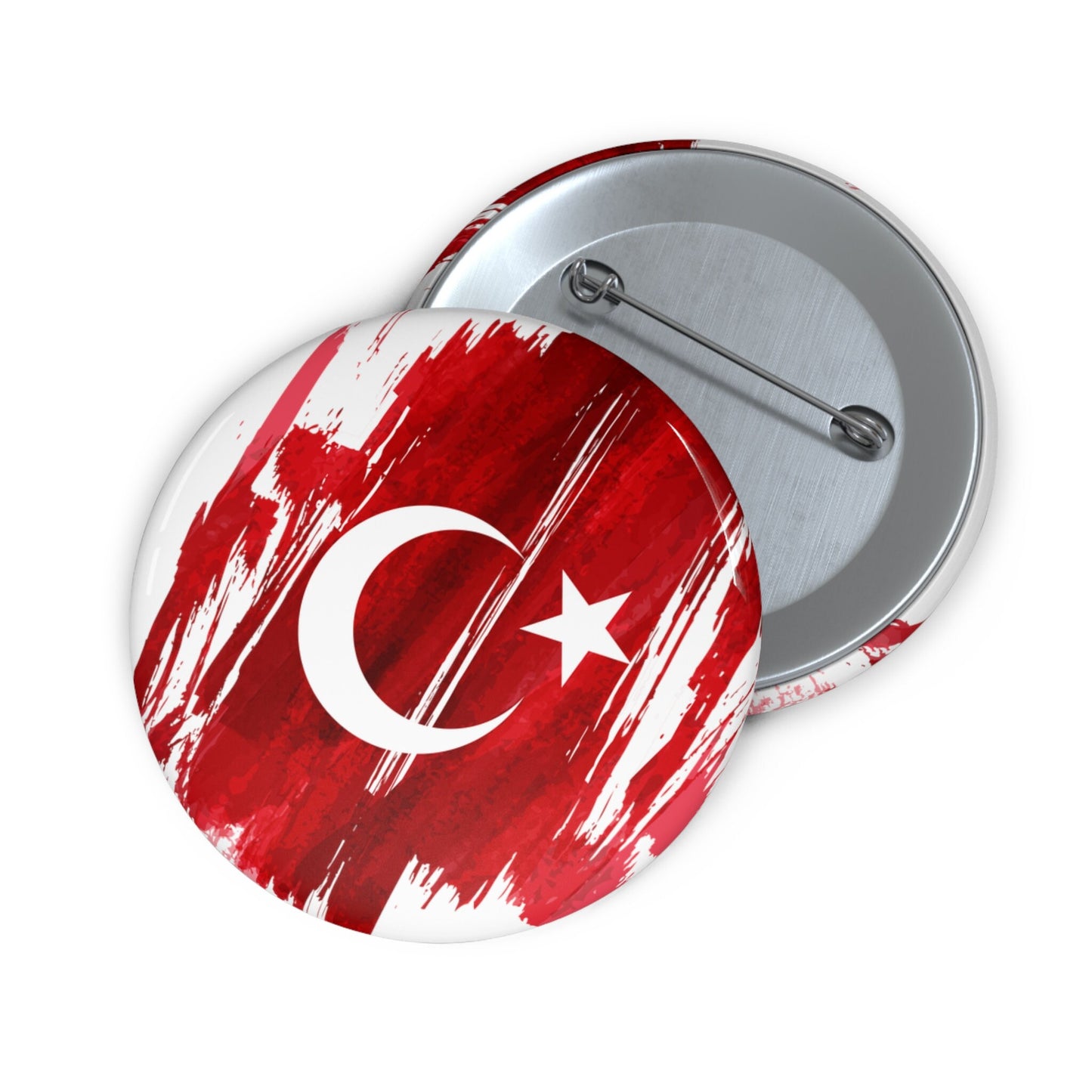 Turkey Flag Pin Button - Custom Pinback, Patriotic Campaign Buttons, Personalized Birthday Pins, Collectible Badge, Metal Pin