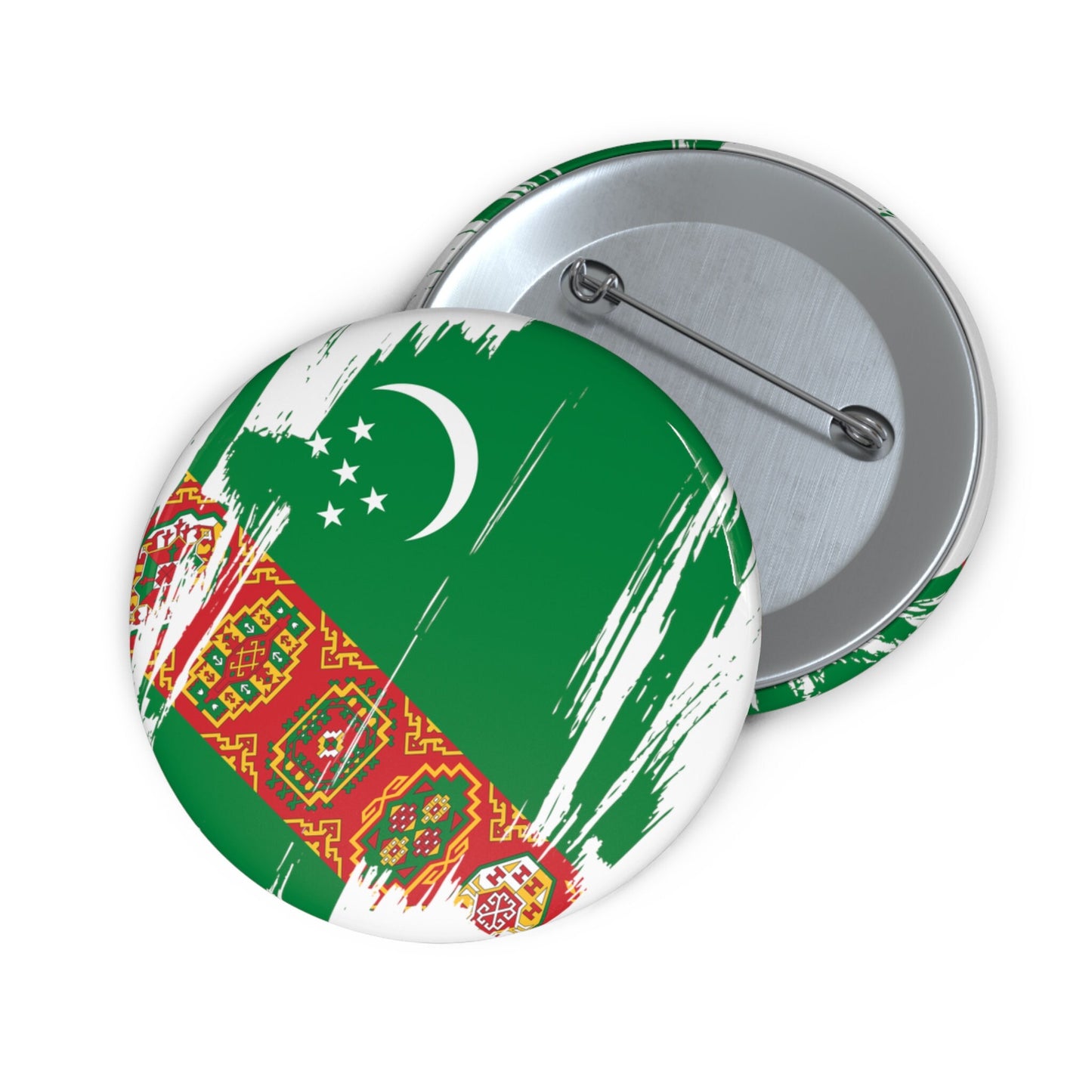 Turkmenistan Flag Pin Button - Custom Pinback, Patriotic Campaign Buttons, Personalized Birthday Pins, Collectible Badge, Metal Pin