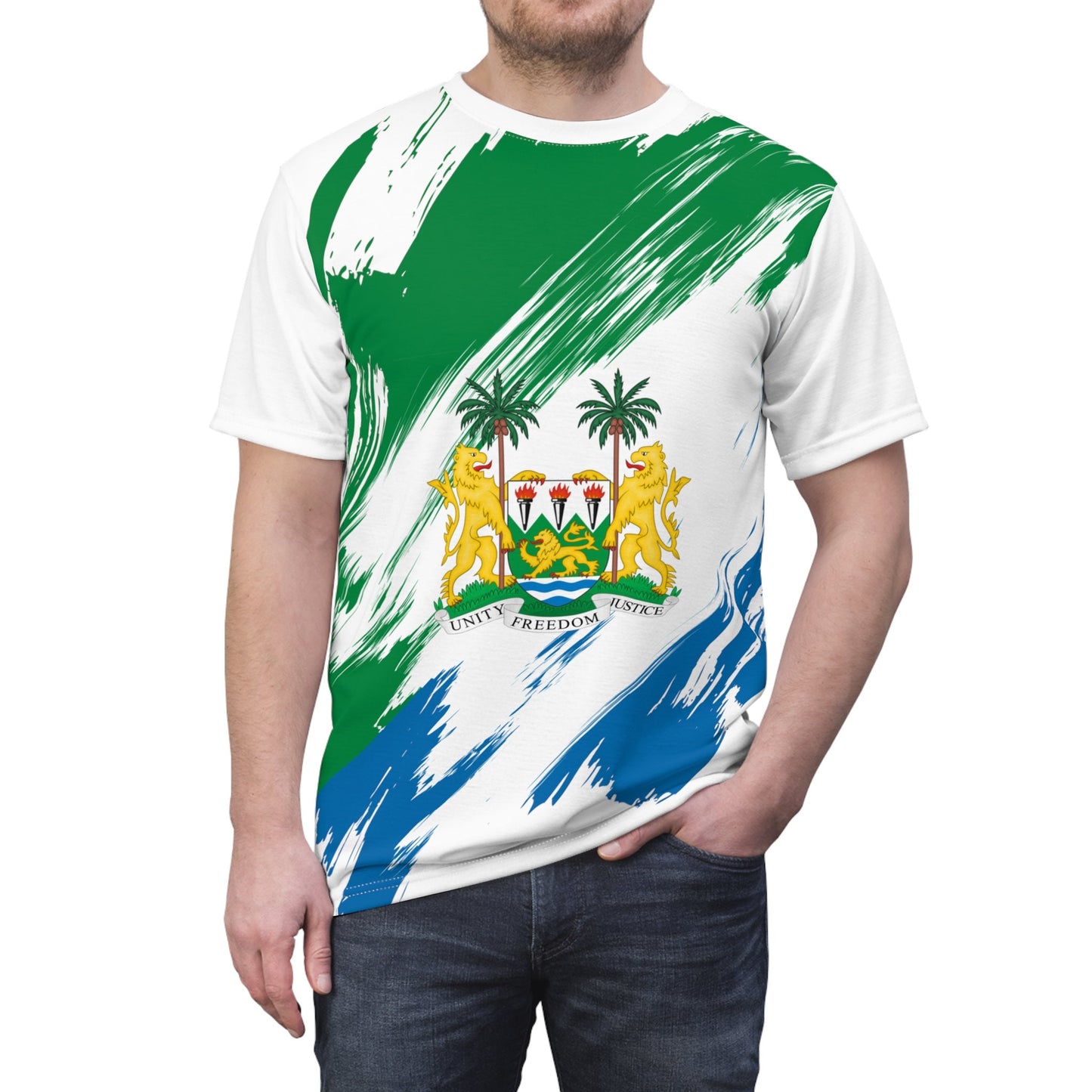 Sierra Leone Flag T-shirt | Sierra Leone T-shirt | All over print Unisex T-shirt with Sierra Leone Flag