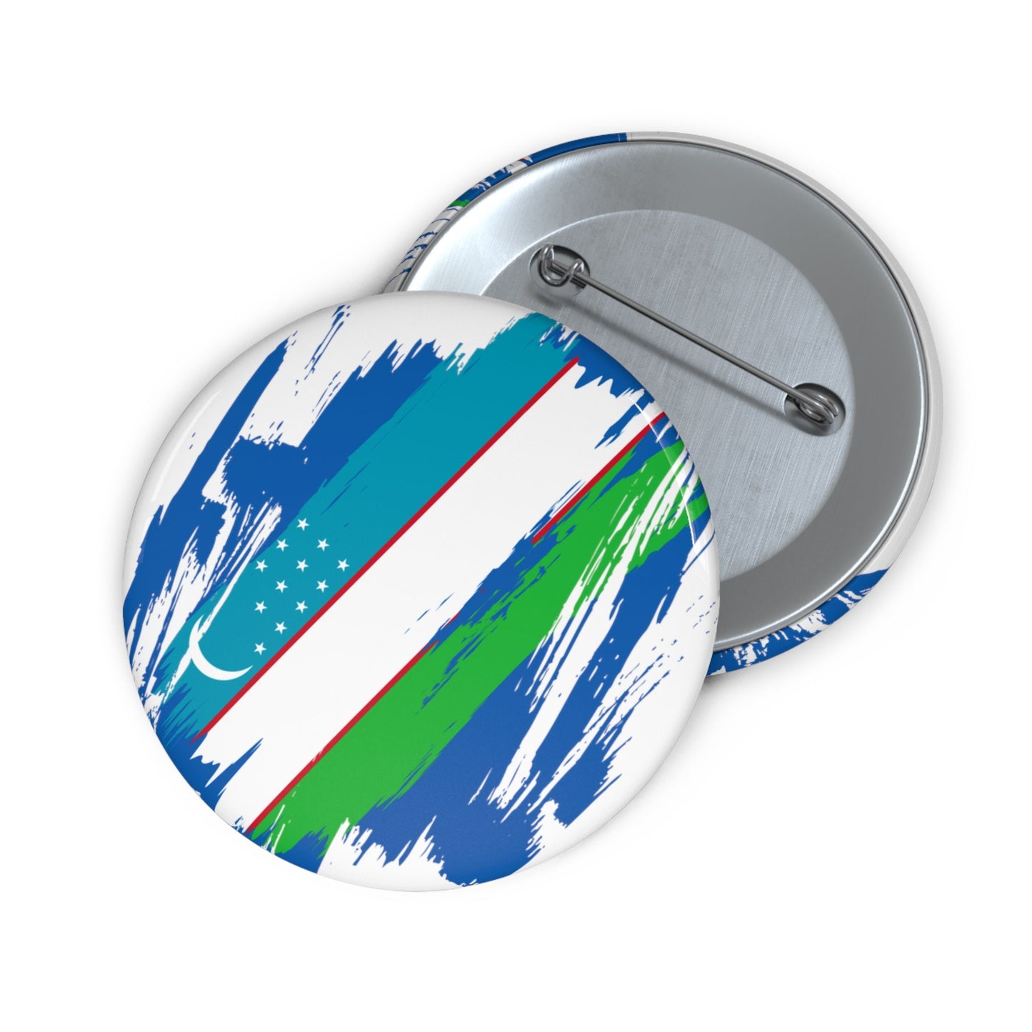 Uzbekistan Flag Pin Button - Custom Pinback, Patriotic Campaign Buttons, Personalized Birthday Pins, Collectible Badge, Metal Pin