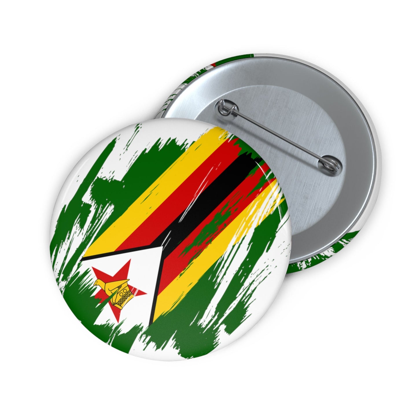 Zimbabwe Flag Pin Button - Custom Pinback, Patriotic Campaign Buttons, Personalized Birthday Pins, Collectible Badge, Metal Pin