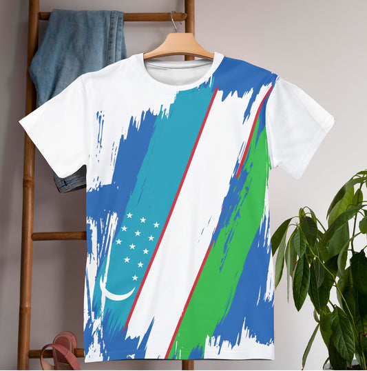 Uzbekistan Flag T-shirt | Uzbekistan T-shirt | All over print Unisex T-shirt with Uzbekistan Flag