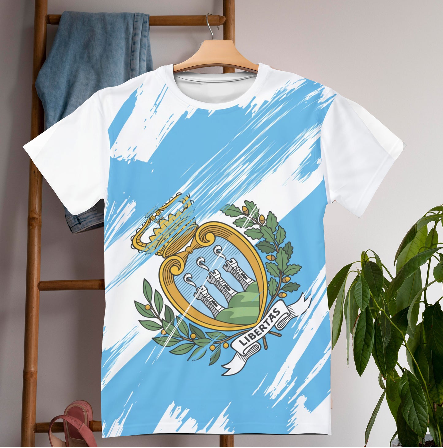 San Marino Flag T-shirt | San Marino T-shirt | All over print Unisex T-shirt with San Marino Flag