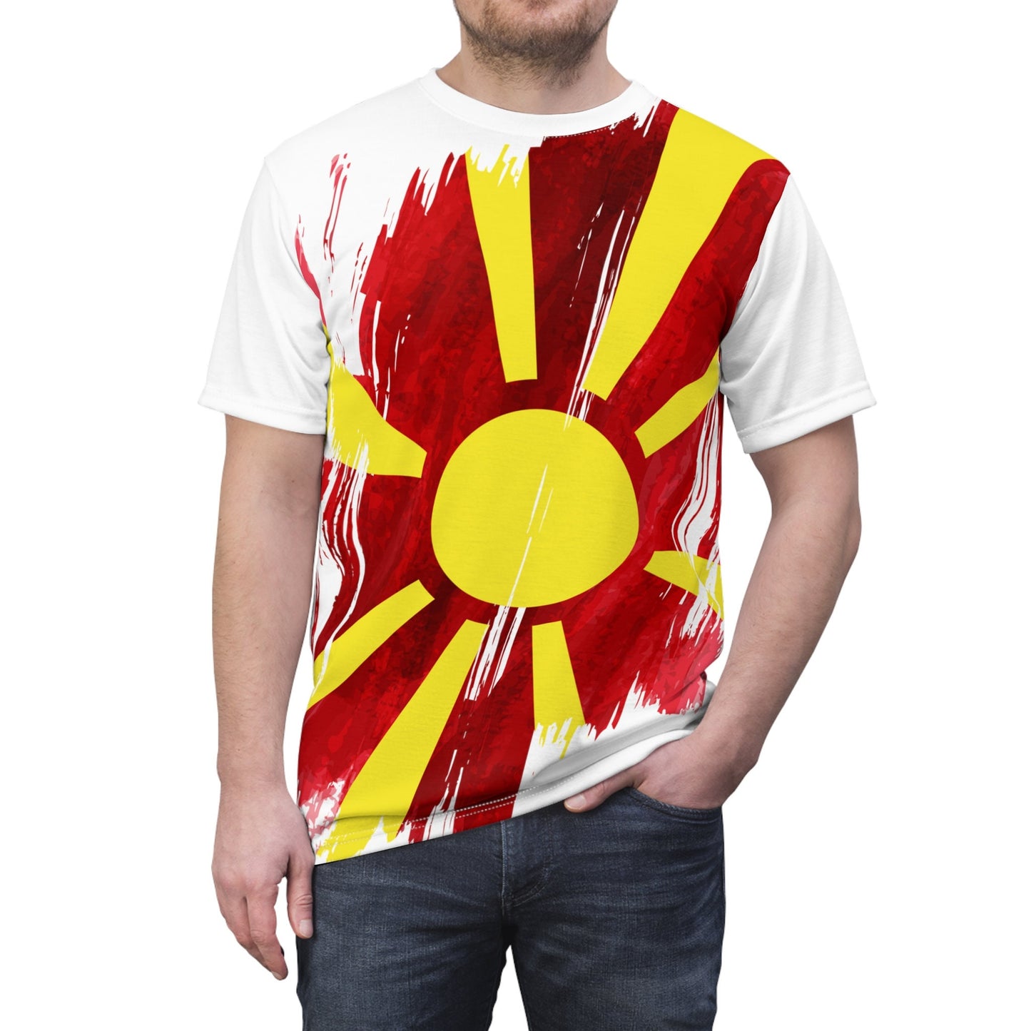 North Macedonia  Flag T-shirt | North Macedonia  T-shirt | All over print Unisex T-shirt with North Macedonia  Flag
