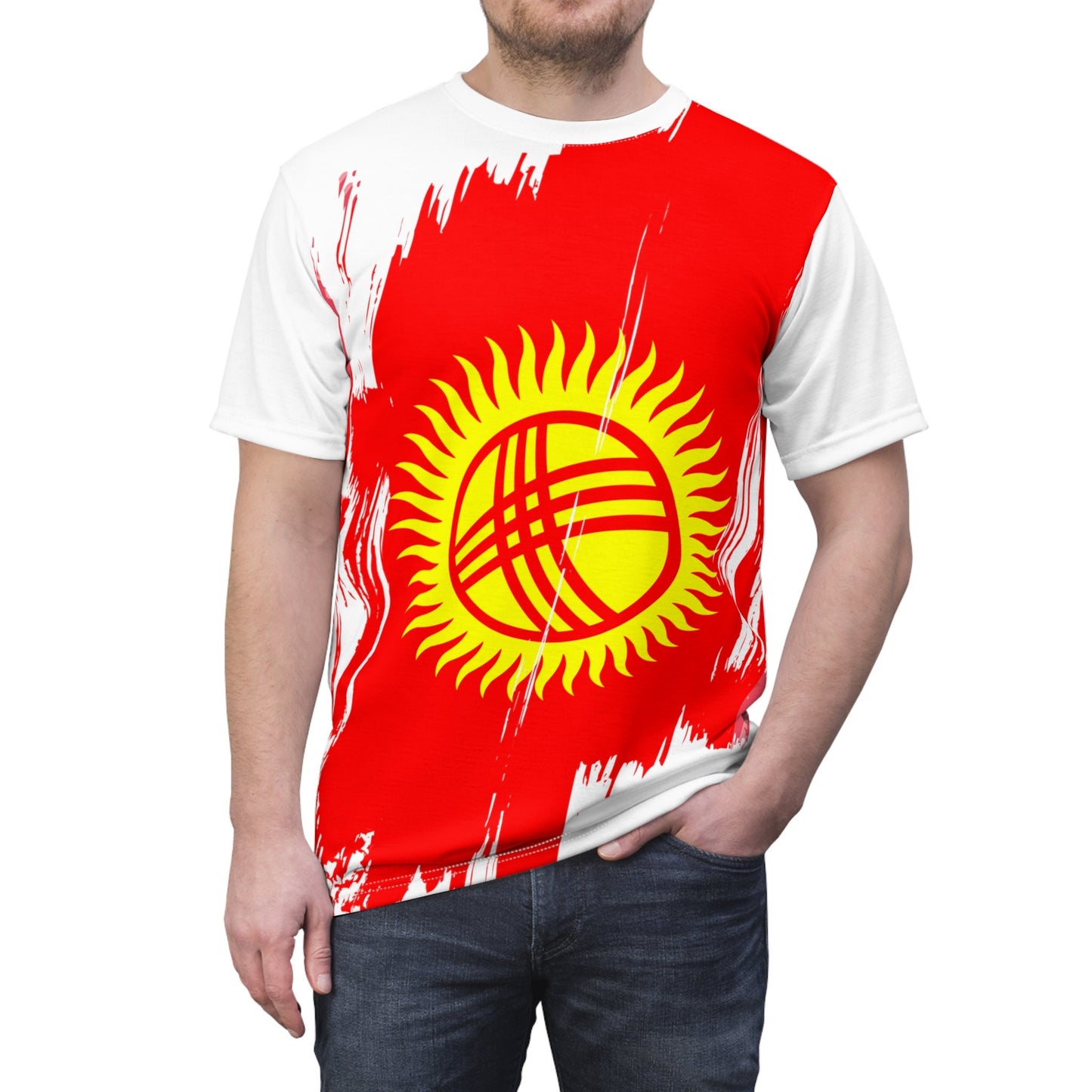 Kyrgyzstan Flag T-shirt | Kyrgyzstan T-shirt | All over print Unisex T-shirt with Kyrgyzstan Flag