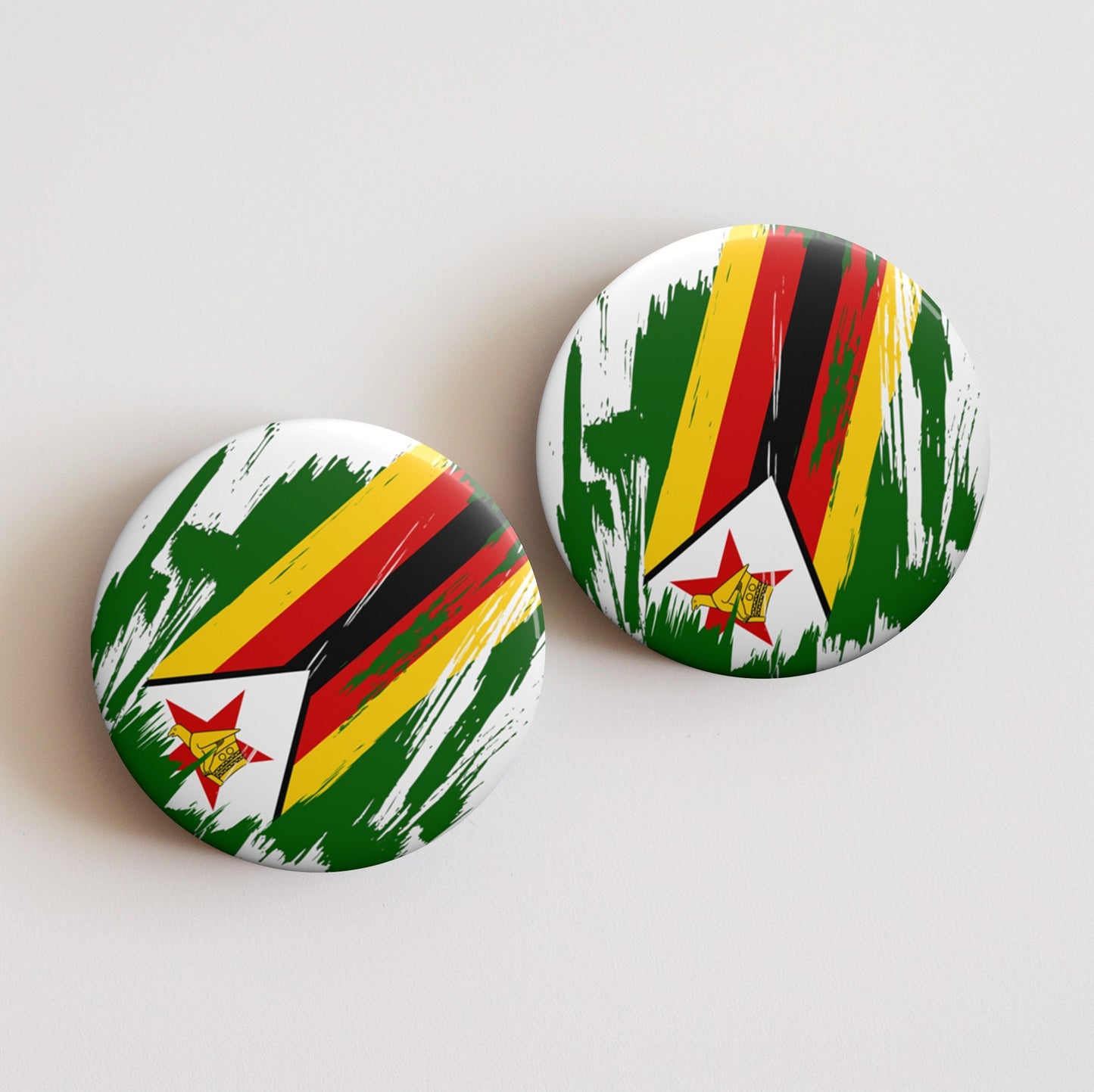 Zimbabwe Flag Pin Button - Custom Pinback, Patriotic Campaign Buttons, Personalized Birthday Pins, Collectible Badge, Metal Pin