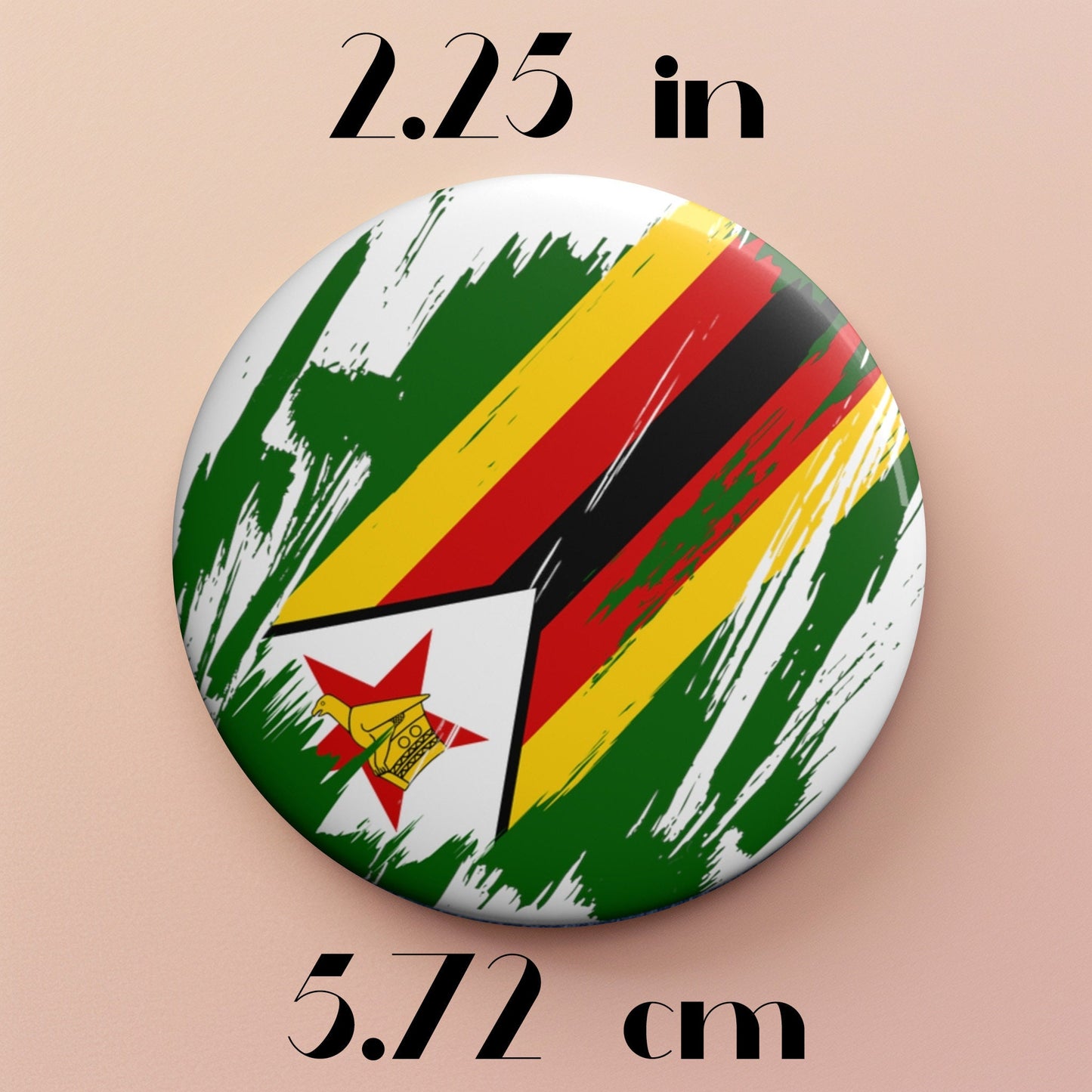 Zimbabwe Flag Pin Button - Custom Pinback, Patriotic Campaign Buttons, Personalized Birthday Pins, Collectible Badge, Metal Pin