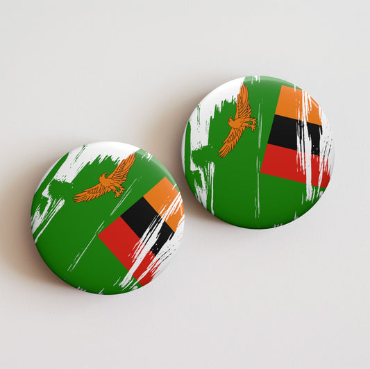 Zambia Flag Pin Button - Custom Pinback, Patriotic Campaign Buttons, Personalized Birthday Pins, Collectible Badge, Metal Pin