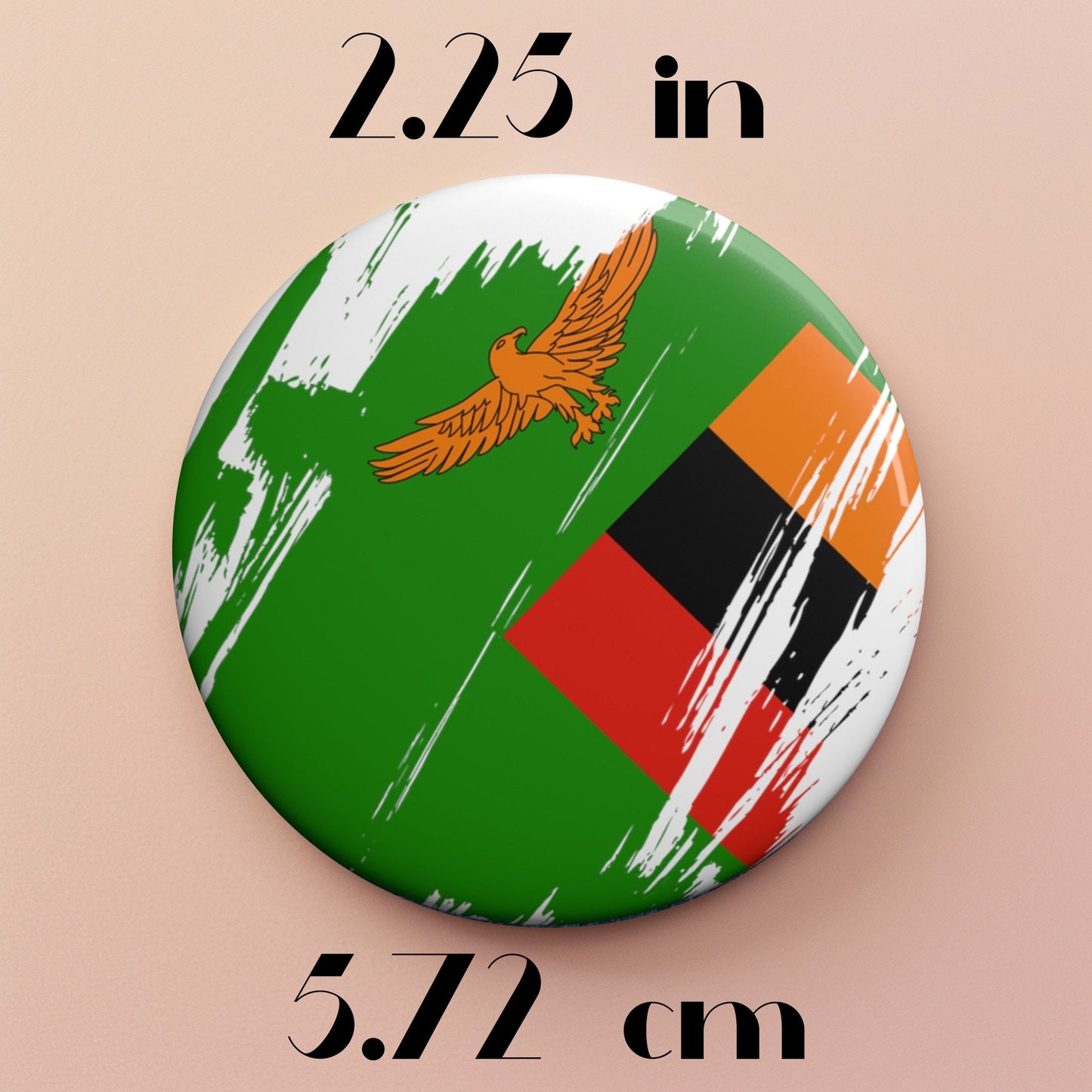 Zambia Flag Pin Button - Custom Pinback, Patriotic Campaign Buttons, Personalized Birthday Pins, Collectible Badge, Metal Pin