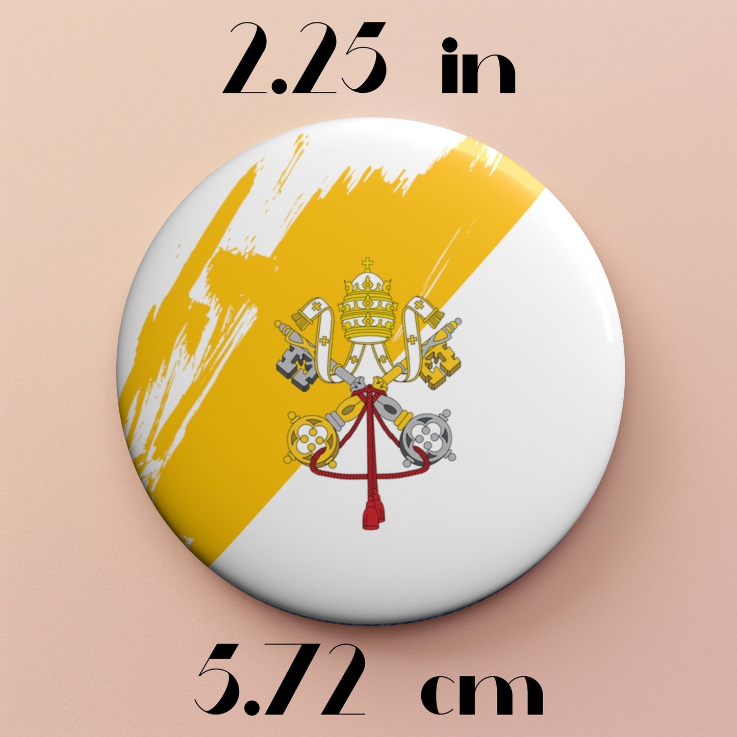 Vatican  Flag Pin Button - Custom Pinback, Patriotic Campaign Buttons, Personalized Birthday Pins, Collectible Badge, Metal Pin