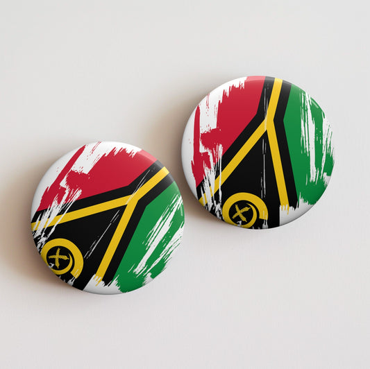 Vanuatu Flag Pin Button - Custom Pinback, Patriotic Campaign Buttons, Personalized Birthday Pins, Collectible Badge, Metal Pin