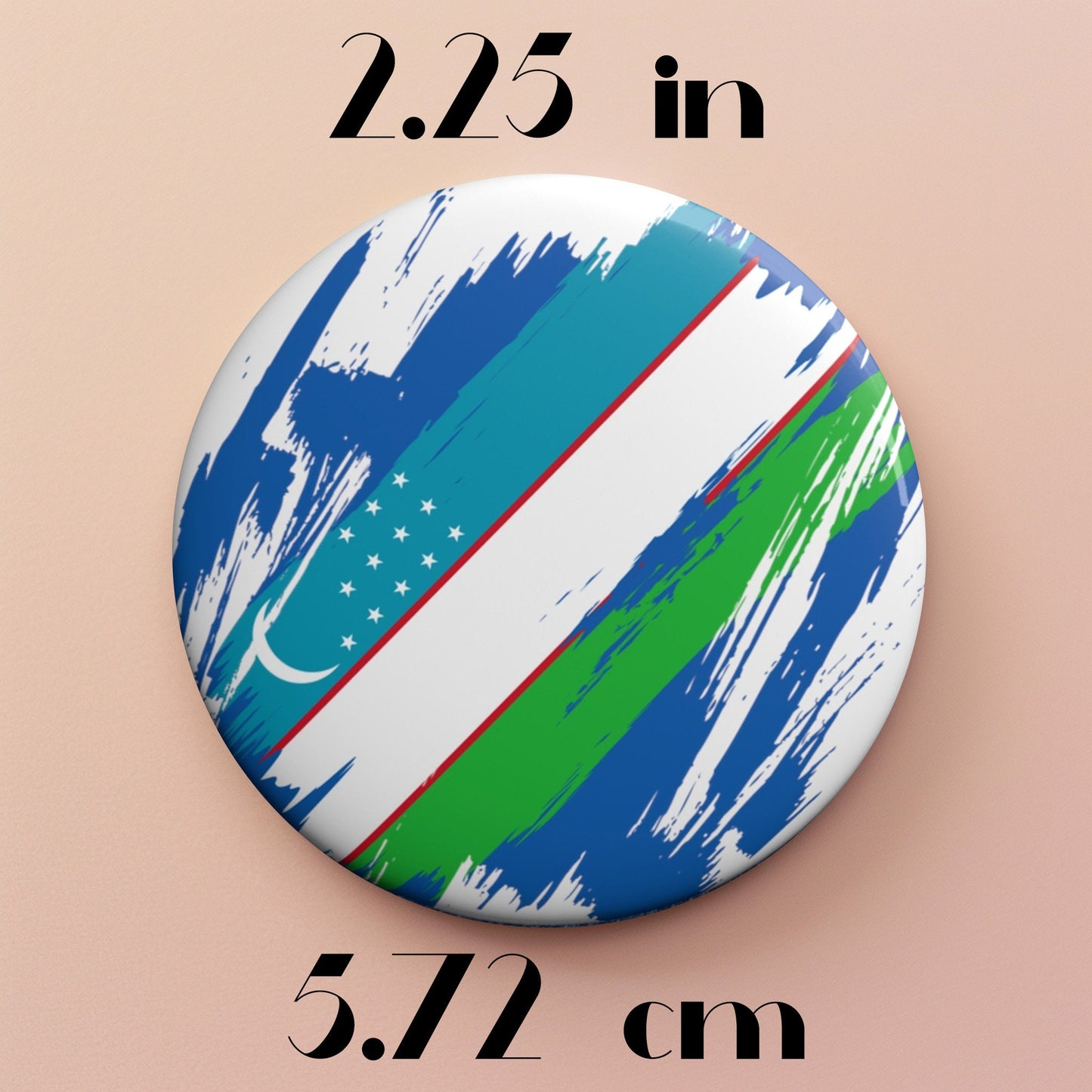 Uzbekistan Flag Pin Button - Custom Pinback, Patriotic Campaign Buttons, Personalized Birthday Pins, Collectible Badge, Metal Pin