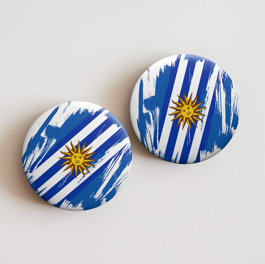 Uruguay Flag Pin Button - Custom Pinback, Patriotic Campaign Buttons, Personalized Birthday Pins, Collectible Badge, Metal Pin