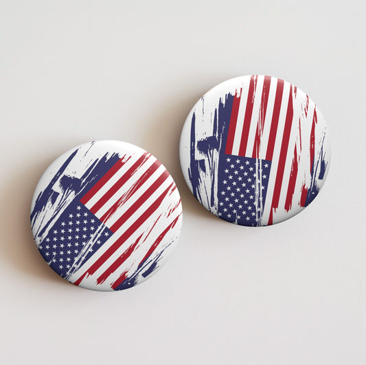 United States of America Flag Pin Button - Custom Pinback, Patriotic Campaign Buttons, Personalized Birthday Pins, Metal Pin