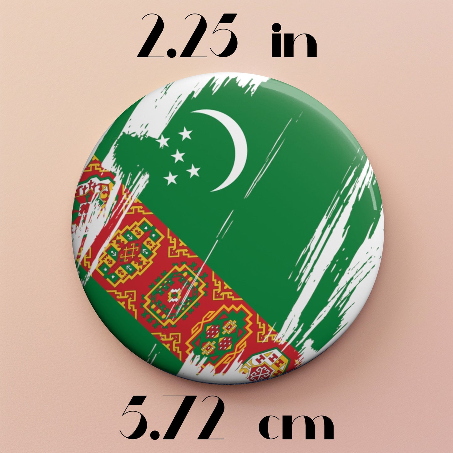 Turkmenistan Flag Pin Button - Custom Pinback, Patriotic Campaign Buttons, Personalized Birthday Pins, Collectible Badge, Metal Pin