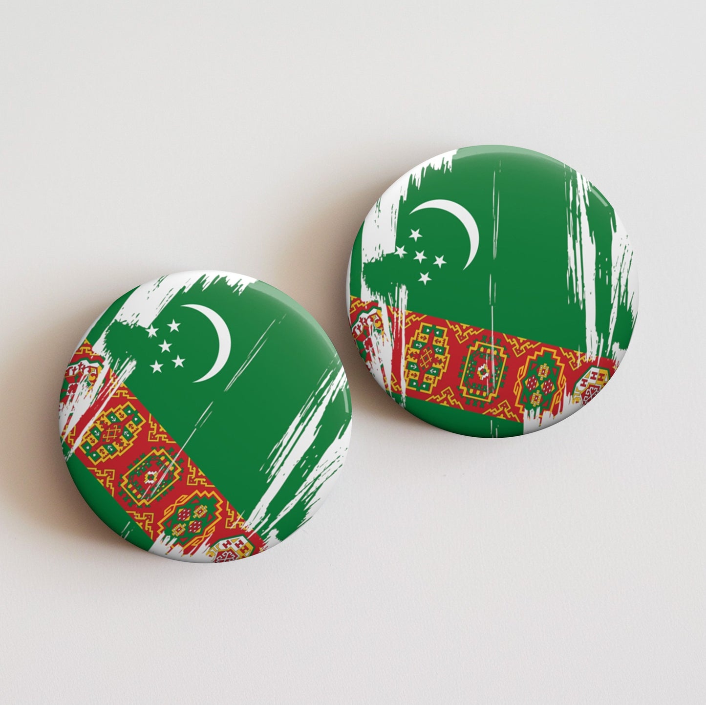 Turkmenistan Flag Pin Button - Custom Pinback, Patriotic Campaign Buttons, Personalized Birthday Pins, Collectible Badge, Metal Pin