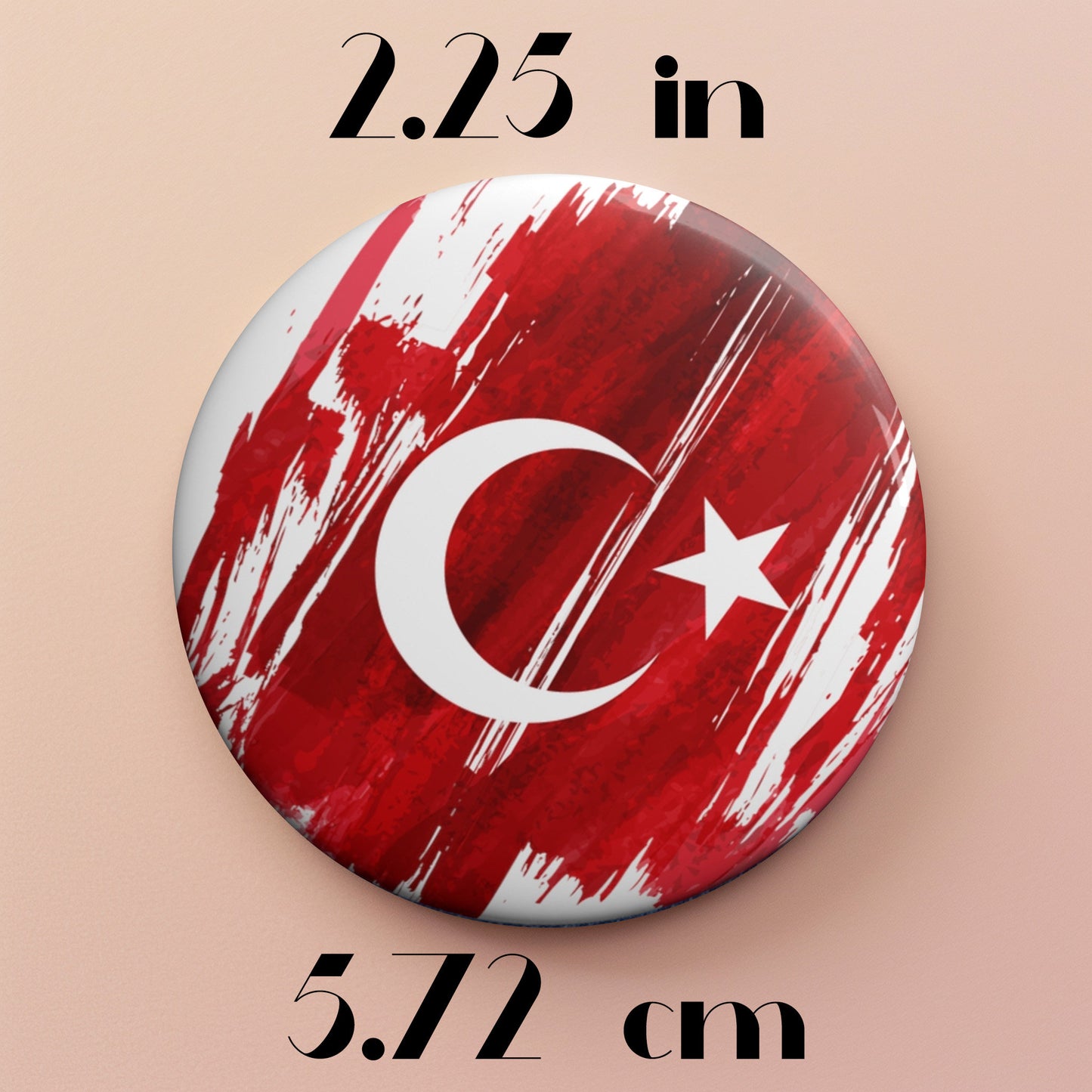Turkey Flag Pin Button - Custom Pinback, Patriotic Campaign Buttons, Personalized Birthday Pins, Collectible Badge, Metal Pin
