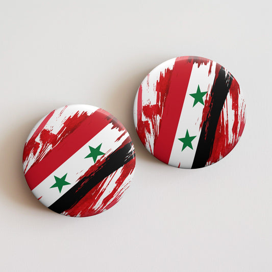 Syria Flag Pin Button - Custom Pinback, Patriotic Campaign Buttons, Personalized Birthday Pins, Collectible Badge, Metal Pin