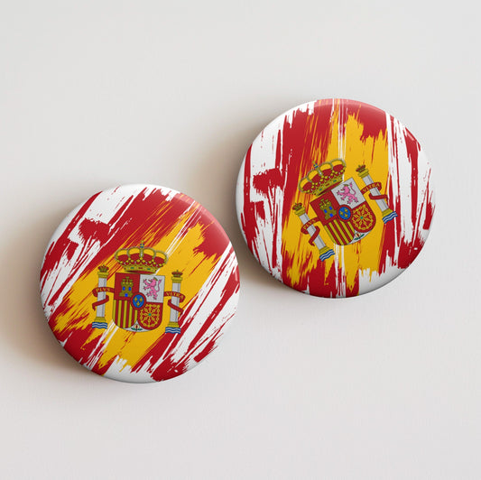 Spain Flag Pin Button - Custom Pinback, Patriotic Campaign Buttons, Personalized Birthday Pins, Collectible Badge, Metal Pin