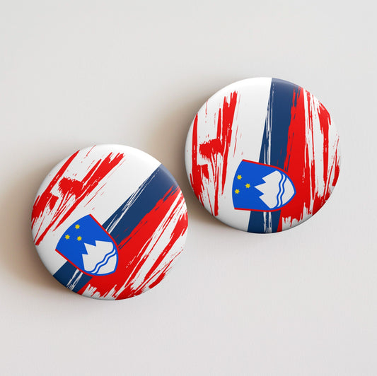 Slovenia Flag Pin Button - Custom Pinback, Patriotic Campaign Buttons, Personalized Birthday Pins, Collectible Badge, Metal Pin