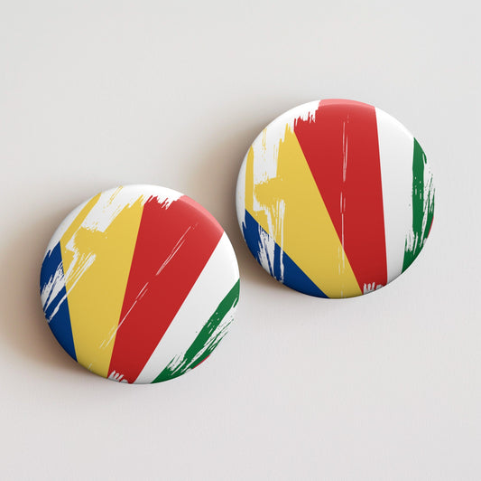 Seychelles Flag Pin Button - Custom Pinback, Patriotic Campaign Buttons, Personalized Birthday Pins, Collectible Badge, Metal Pin