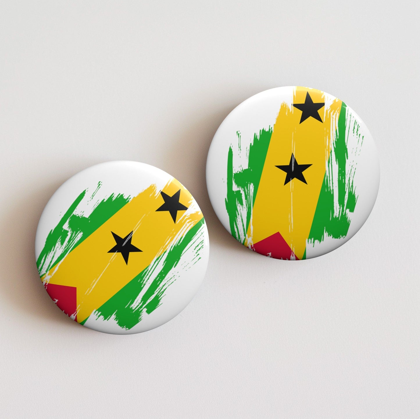 Sao Tome and Principe Flag Pin Button - Custom Pinback, Patriotic Campaign Buttons, Personalized Birthday Pins, Collectible Badge, Metal Pin