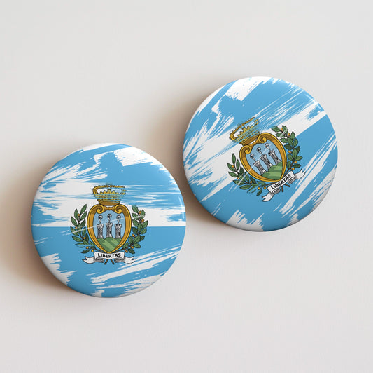 San Marino Flag Pin Button - Custom Pinback, Patriotic Campaign Buttons, Personalized Birthday Pins, Collectible Badge, Metal Pin