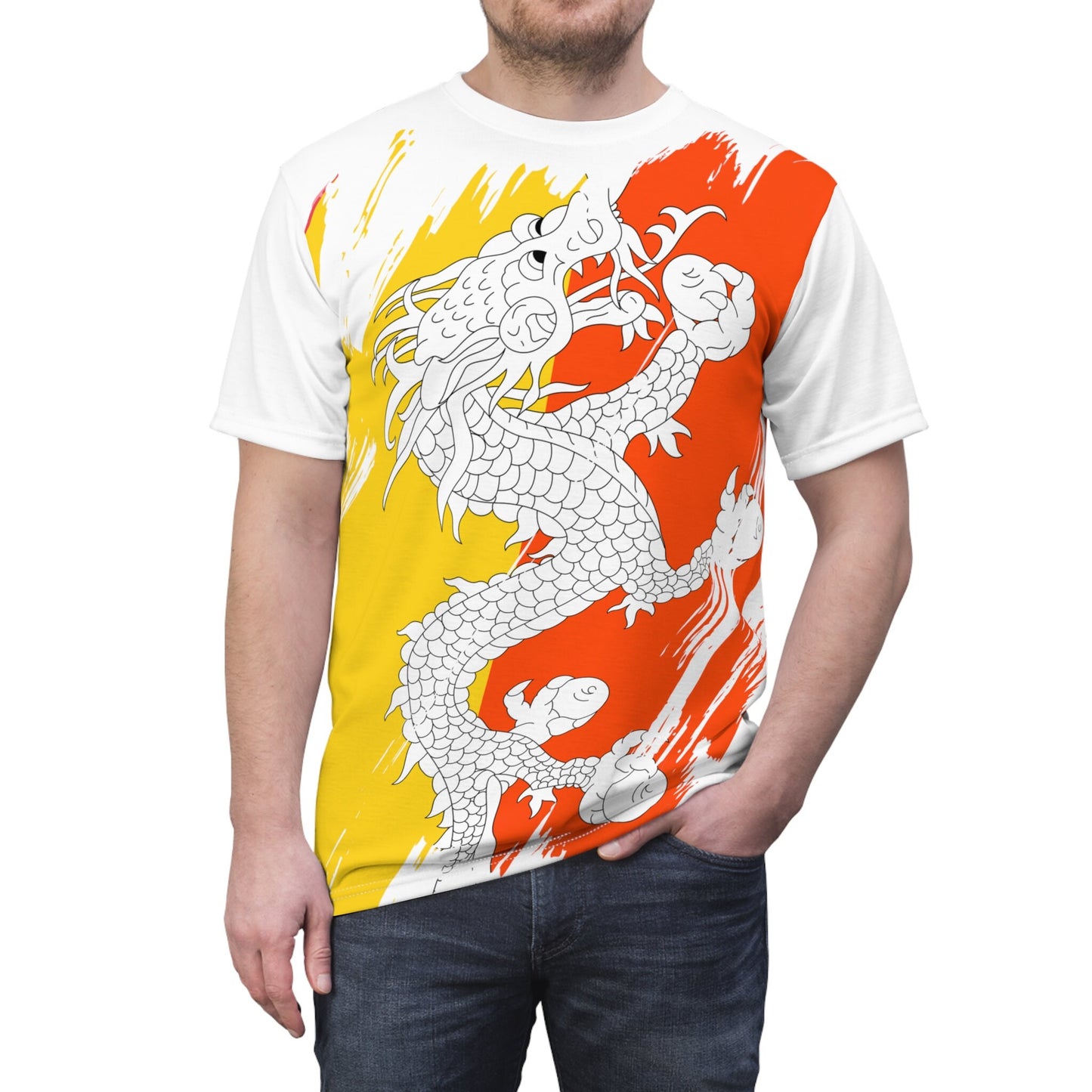 Bhutan Flag T-shirt | Bhutan T-shirt | All over print Unisex T-shirt with Bhutan Flag