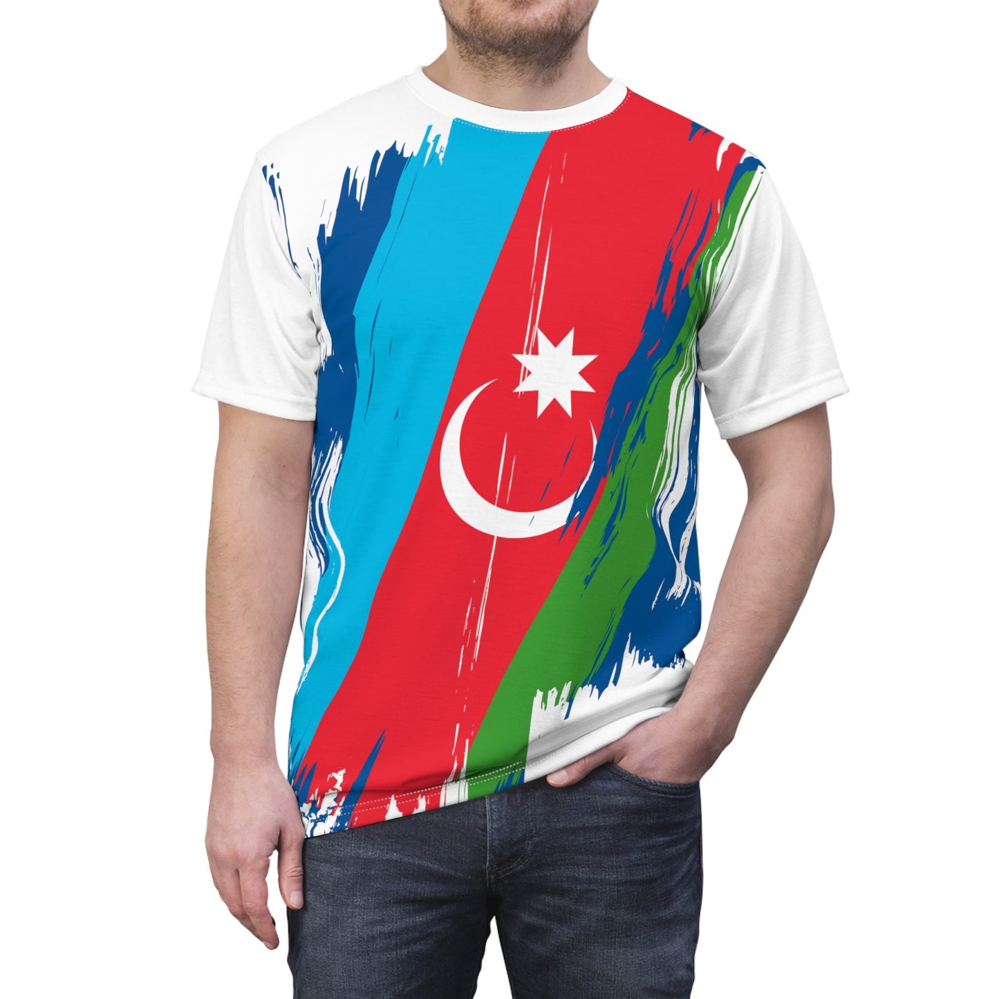 Azerbaijan Flag T-shirt | Azerbaijan T-shirt | All over print Unisex T-shirt with Azerbaijan Flag