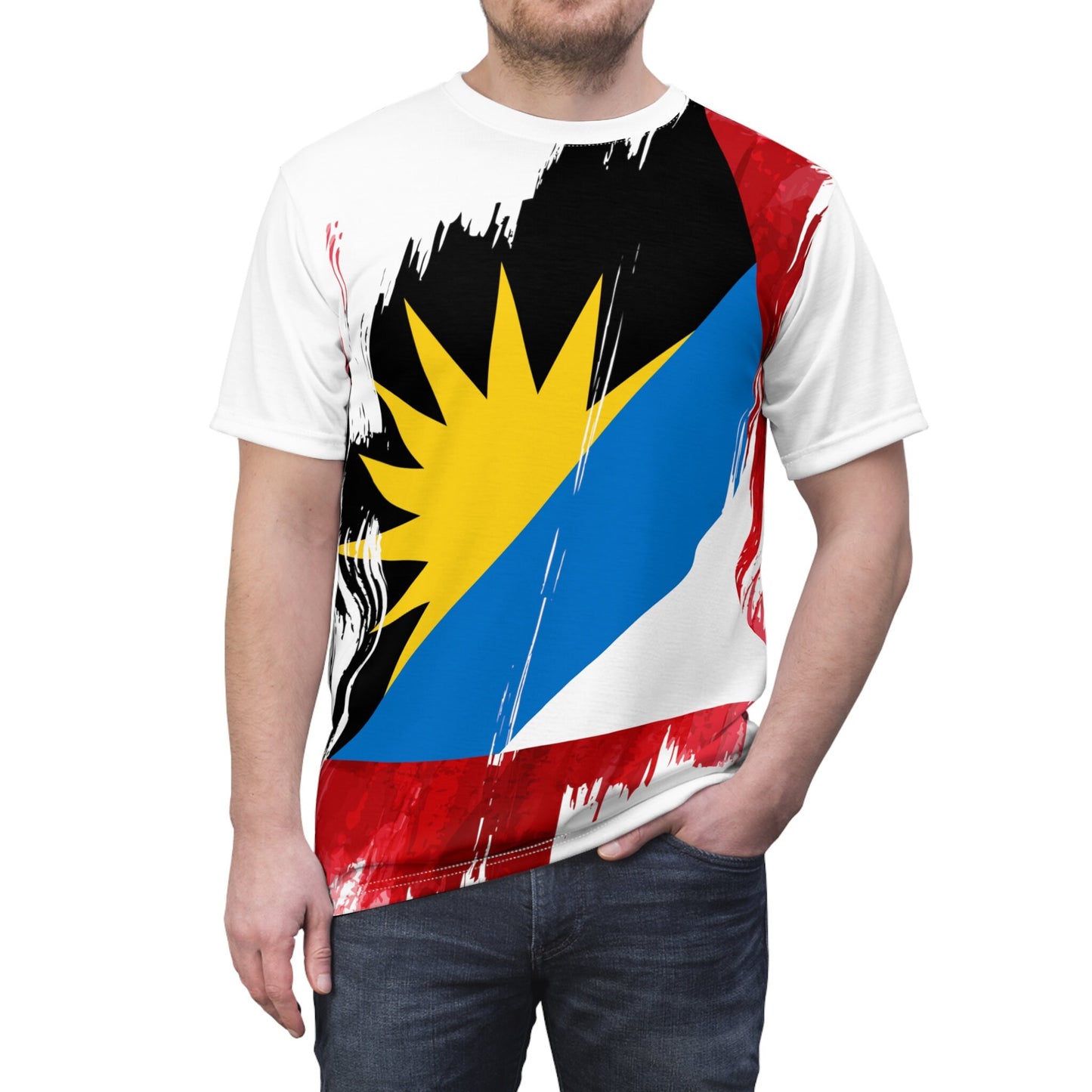 Antigua and Barbuda Flag T-shirt | Antigua and Barbuda T-shirt | All over print Unisex T-shirt with Antigua and Barbuda Flag