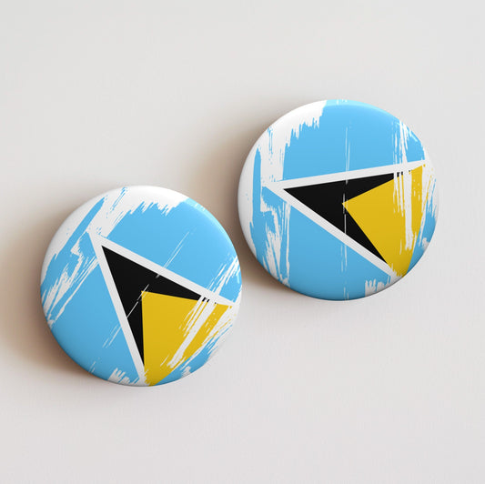 Saint Lucia Flag Pin Button - Custom Pinback, Patriotic Campaign Buttons, Personalized Birthday Pins, Collectible Badge, Metal Pin