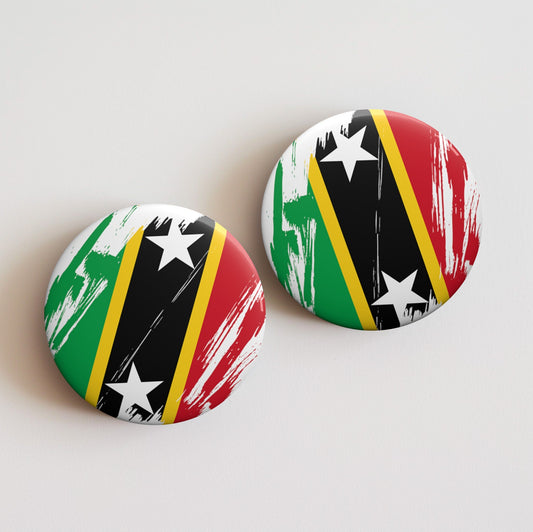 Saint Kitts and Nevis Flag Pin Button - Custom Pinback, Patriotic Campaign Buttons, Personalized Birthday Pins, Collectible Badge, Metal Pin