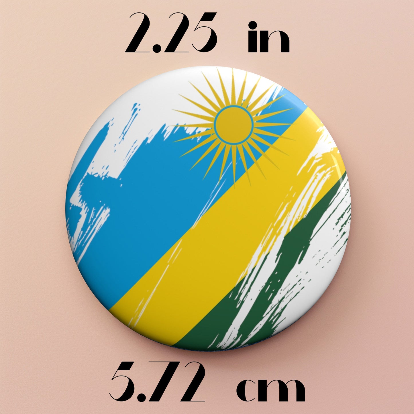 Rwanda Flag Pin Button - Custom Pinback, Patriotic Campaign Buttons, Personalized Birthday Pins, Collectible Badge, Metal Pin