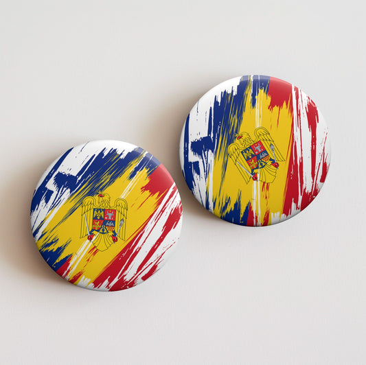 Romania Flag Pin Button - Custom Pinback, Patriotic Campaign Buttons, Personalized Birthday Pins, Collectible Badge, Metal Pin